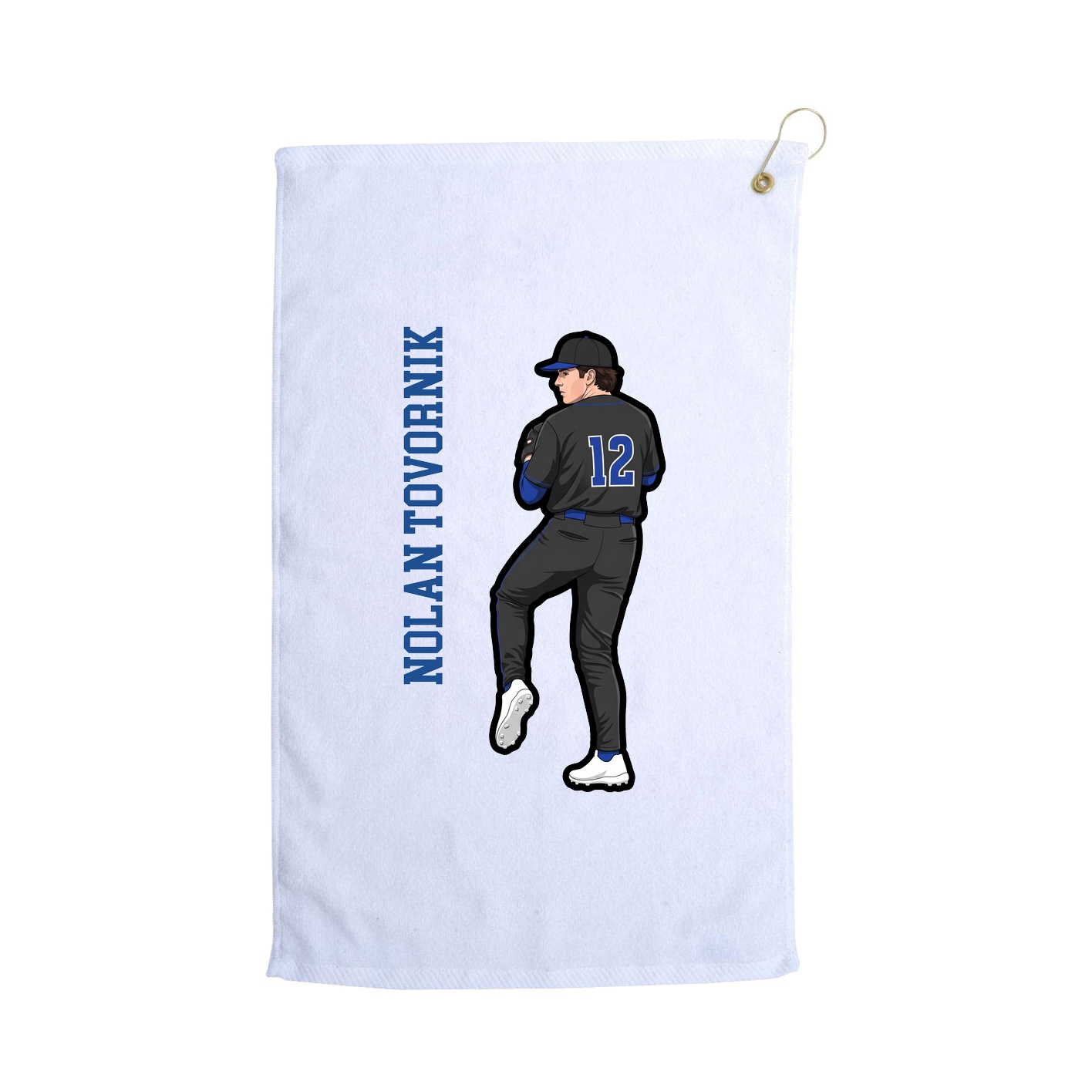 Golf Towel — Name Vertical in White