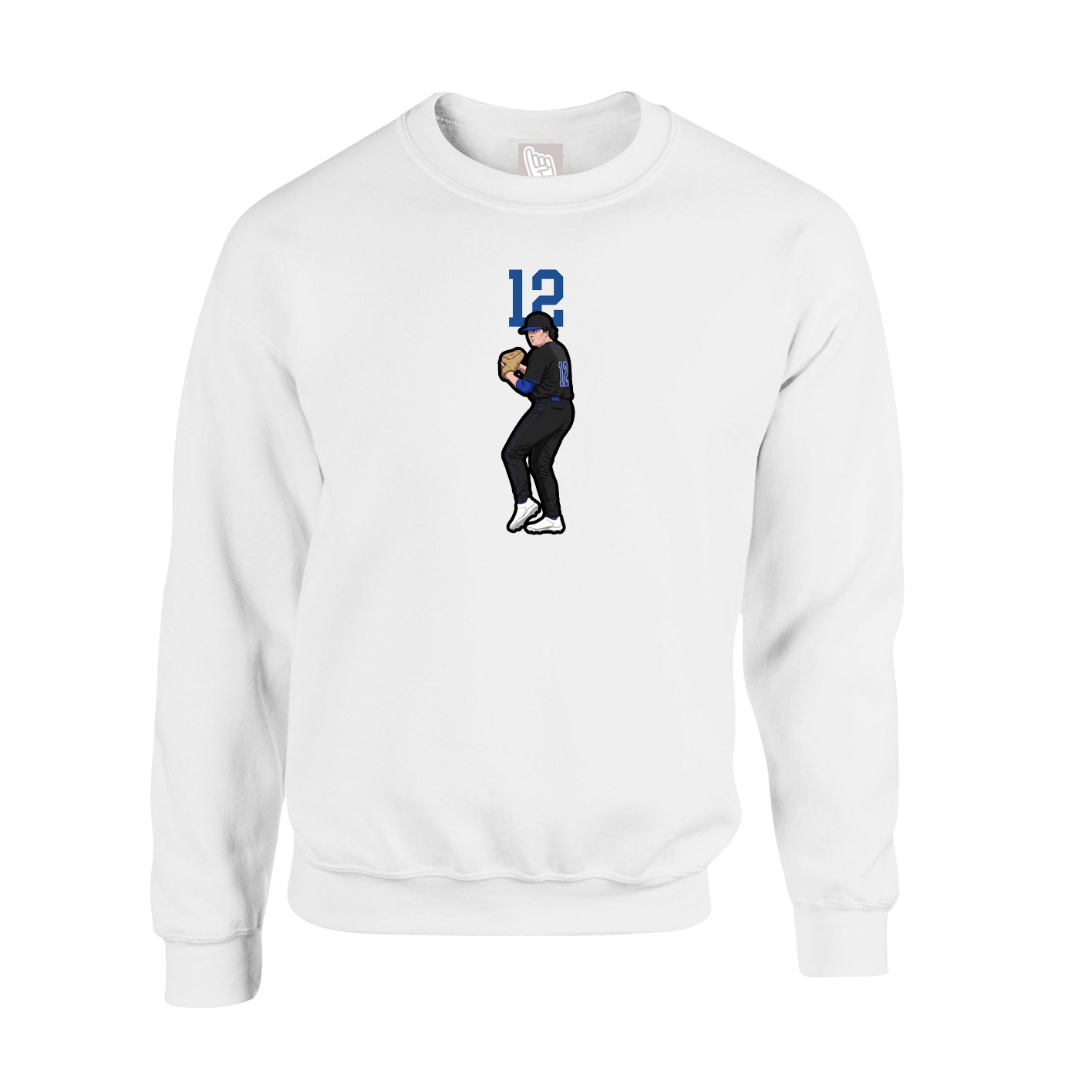 Fleece Crew — Number Top in White