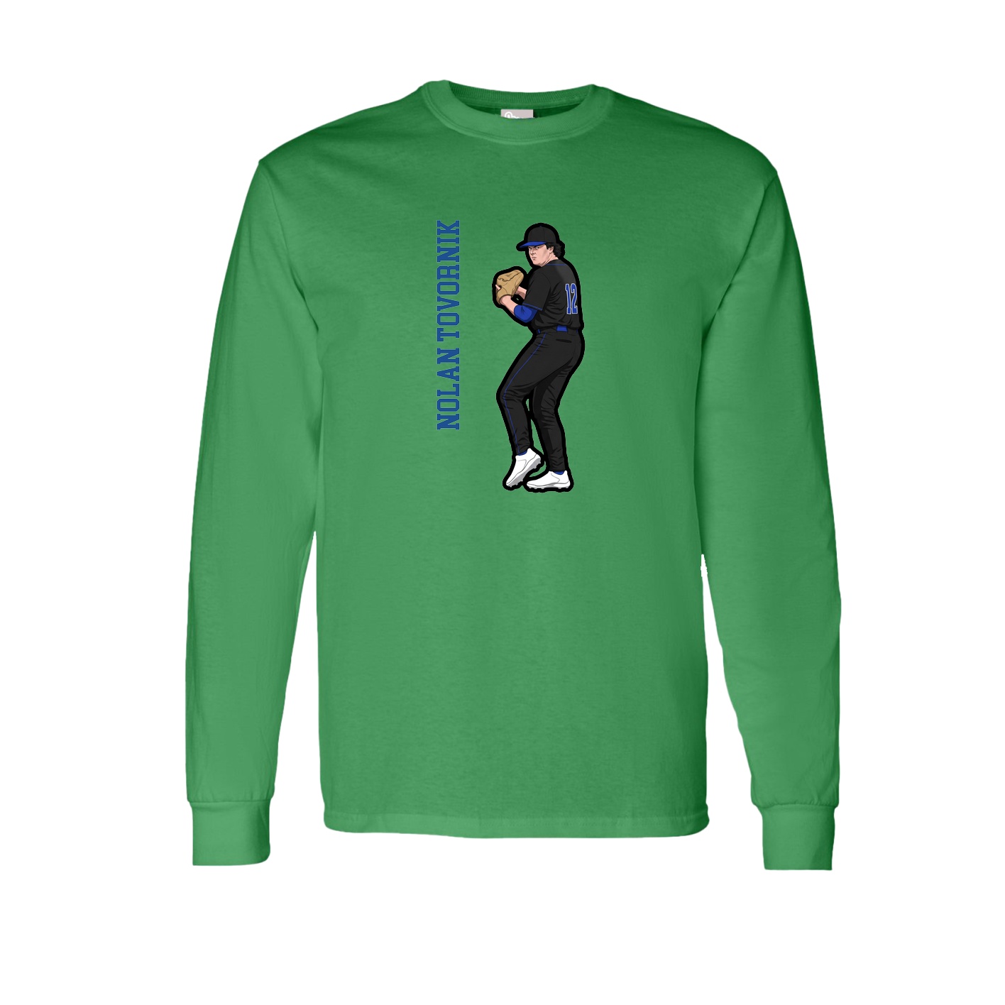 Long Sleeve Tee — Name Vertical in Green