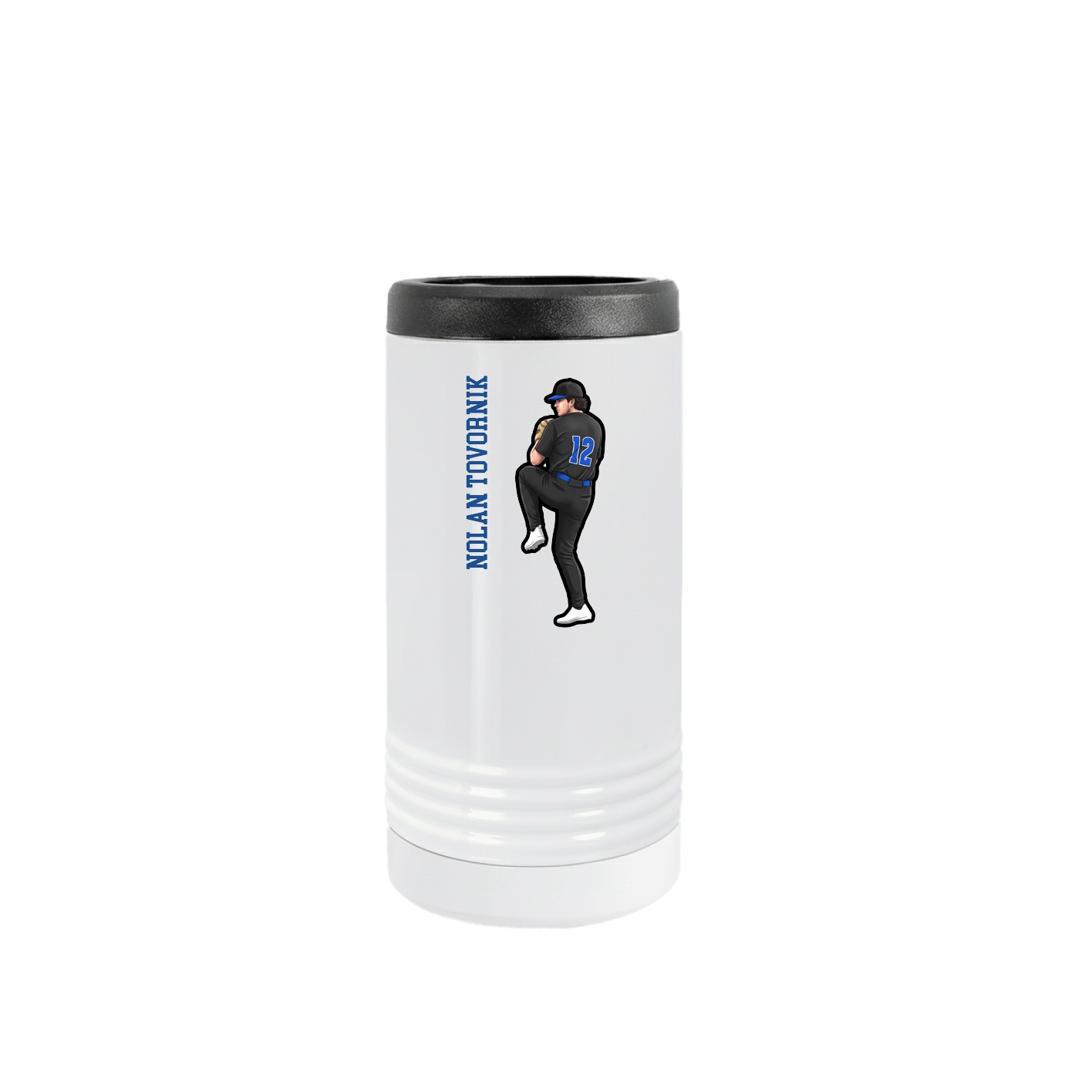 Slim Beverage Holder — Name Vertical in White