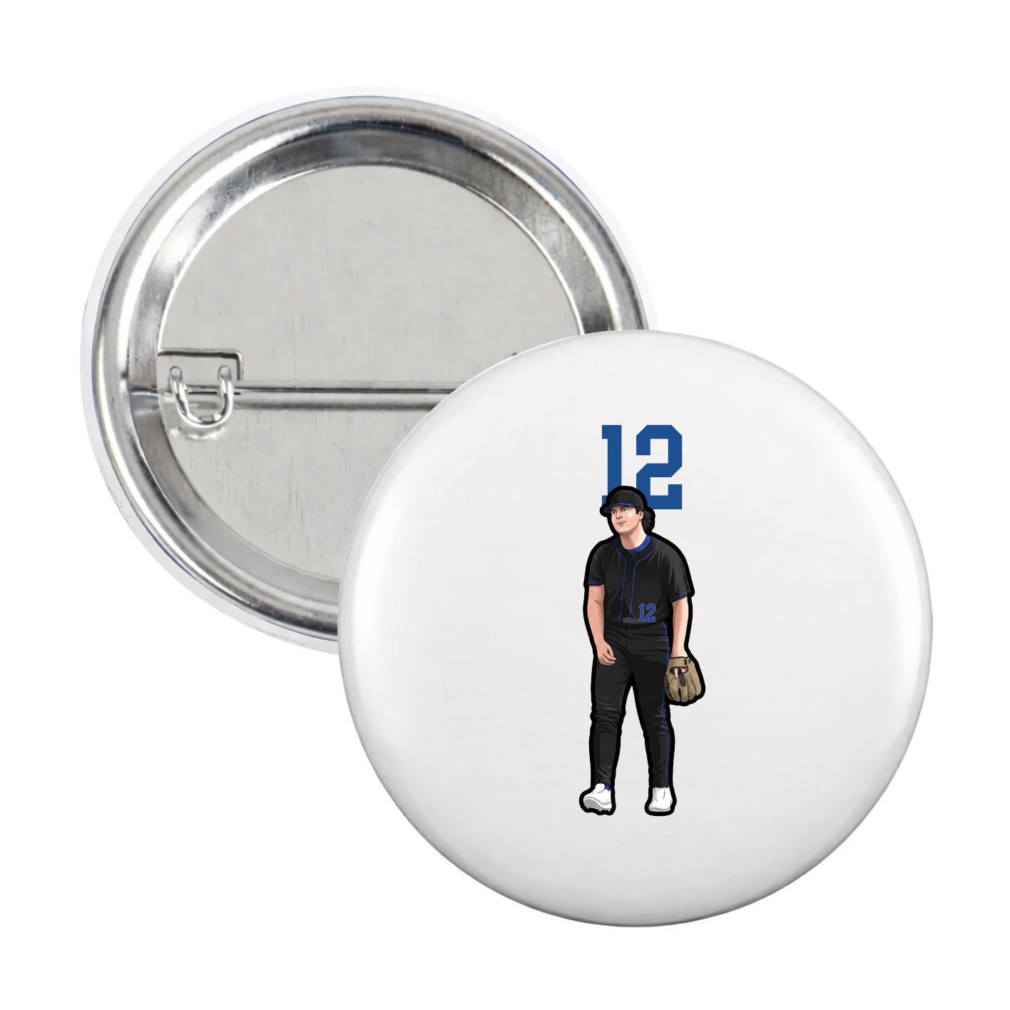 Game Day Button — Number Top in White
