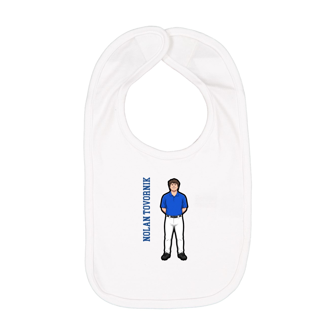 Infant Bib — Name Vertical in White