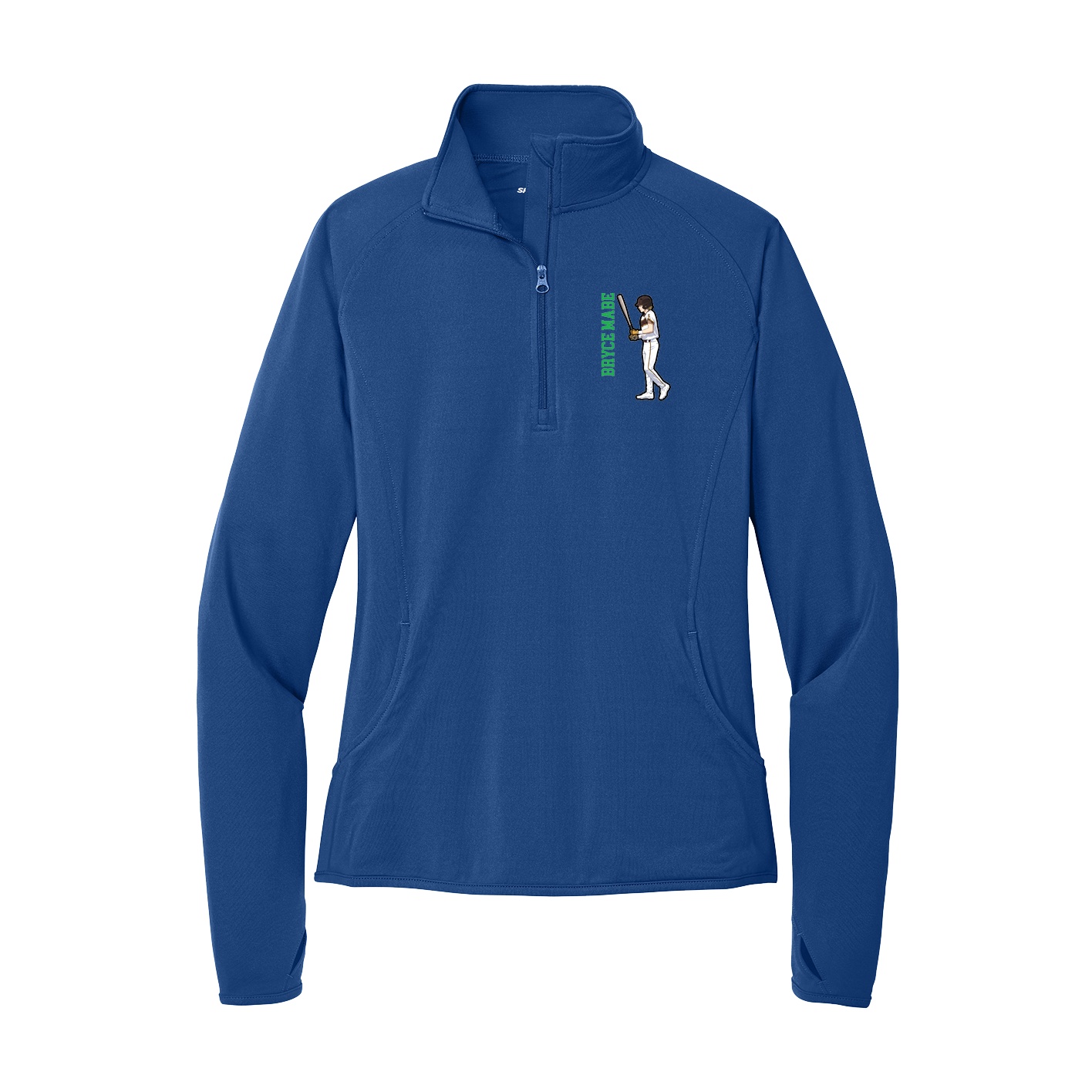 Women's Q-Zip Pullover — Name Vertical in Royal