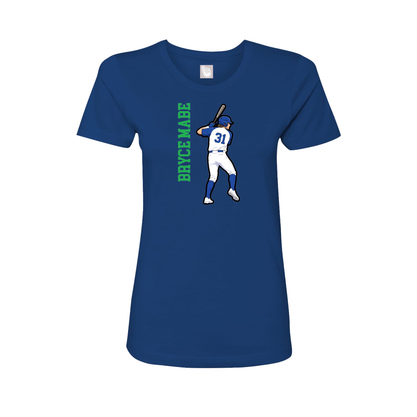 Fitted Women's Tee — Name Vertical in Royal