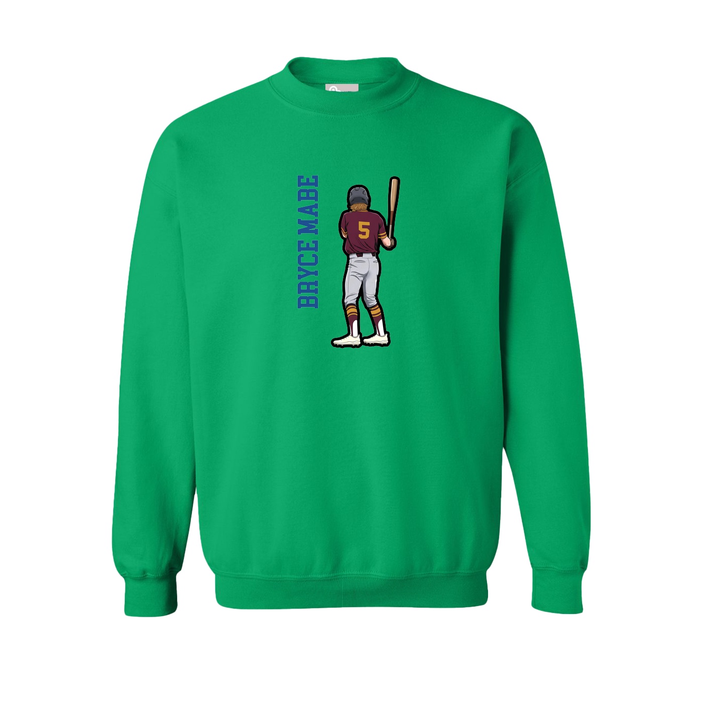 Fleece Crew — Name Vertical in Green