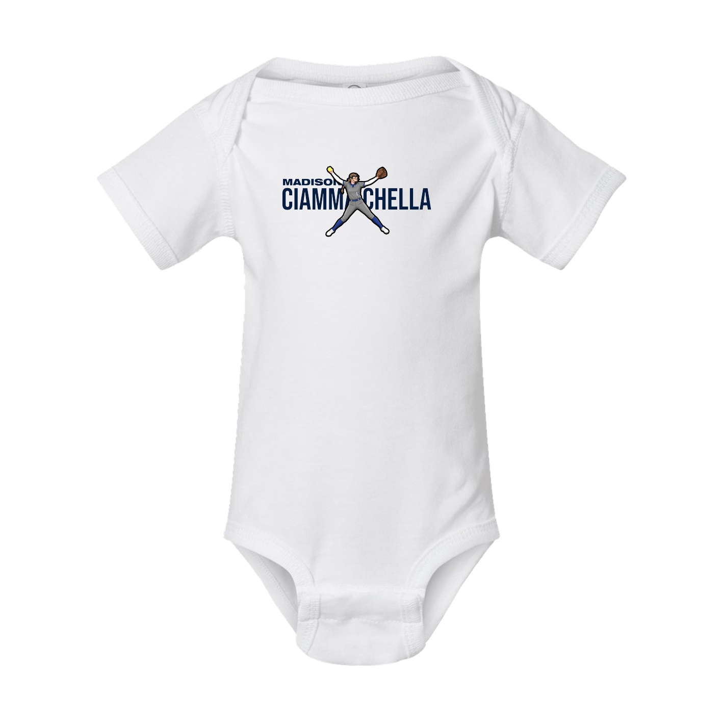 Baby Onesie — Player Name in White