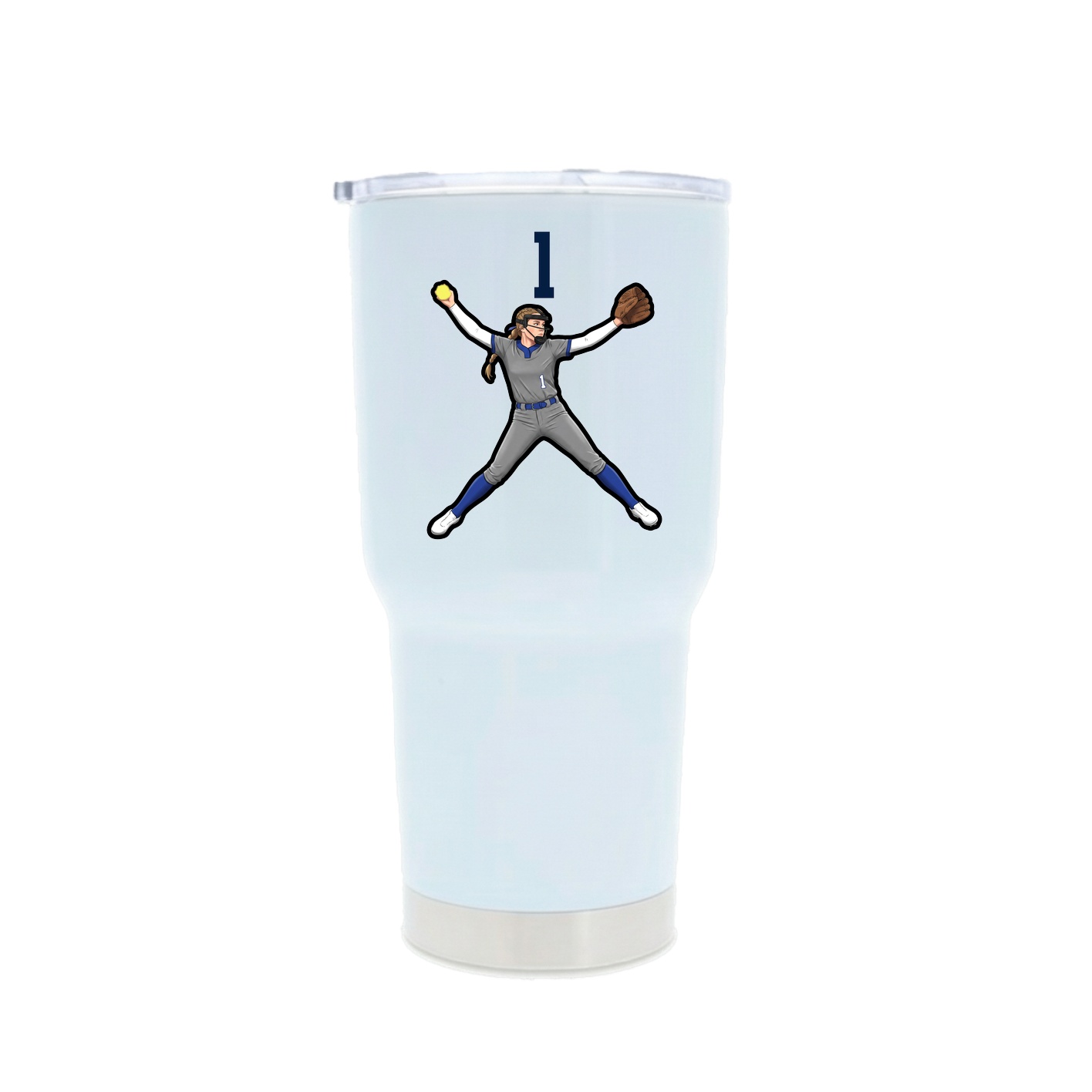 30oz Stainless Steel Tumbler — Number Top in White