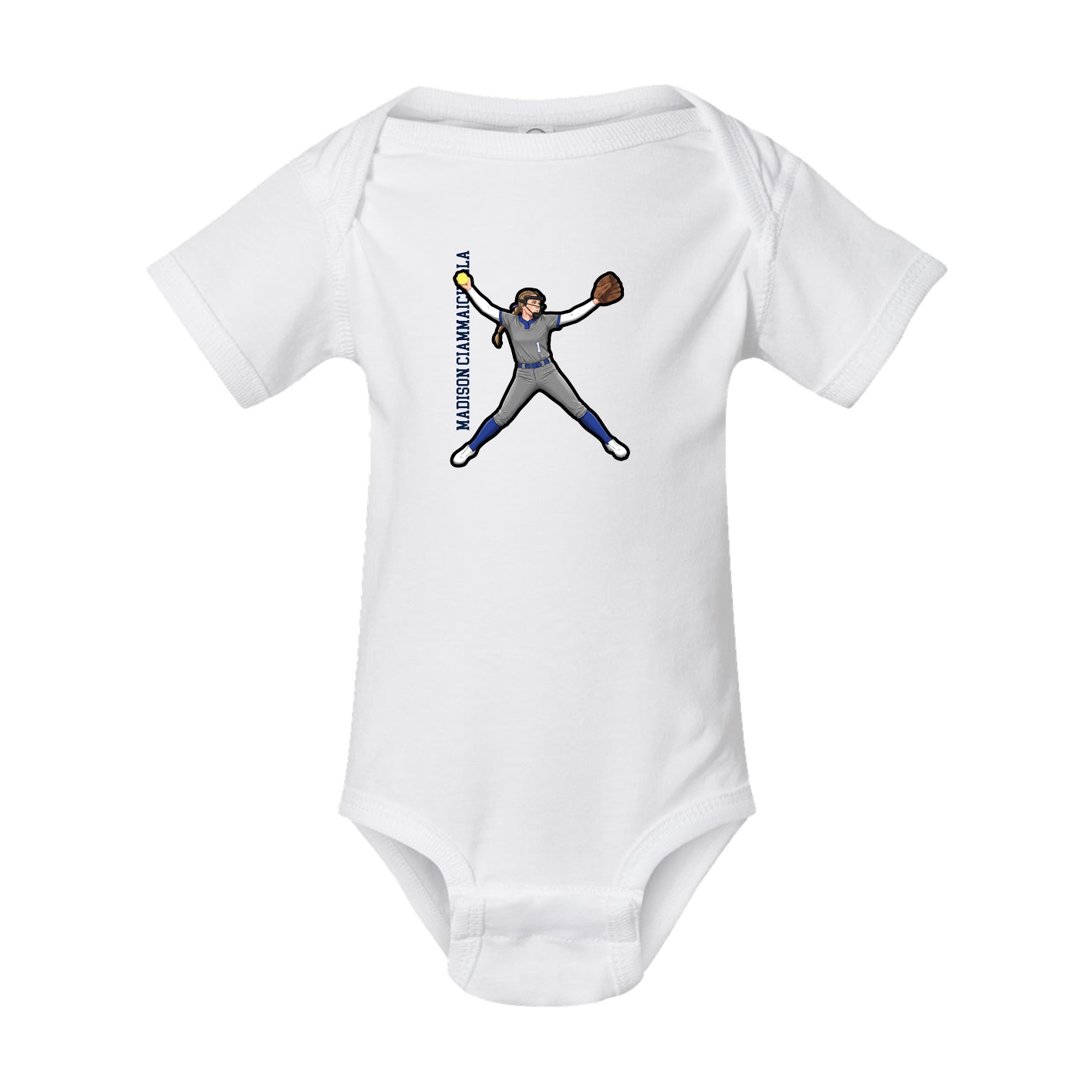Baby Onesie — Name Vertical in White