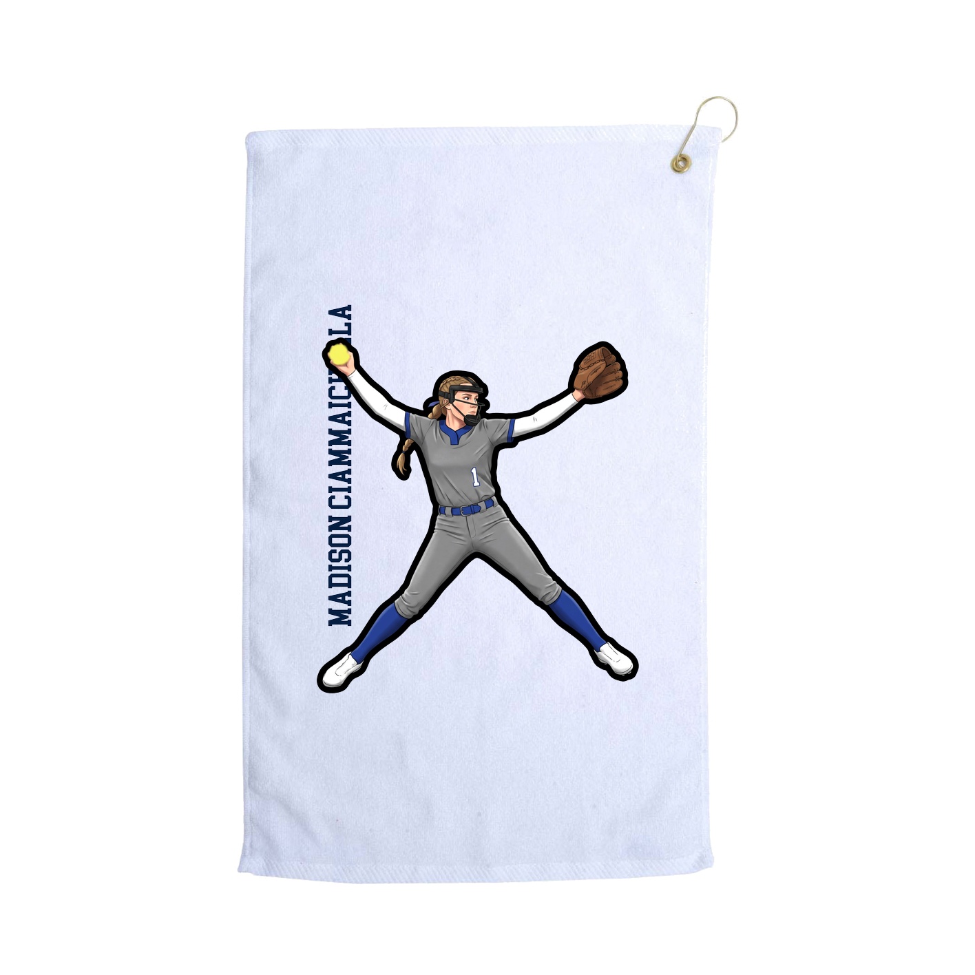 Golf Towel — Name Vertical in White