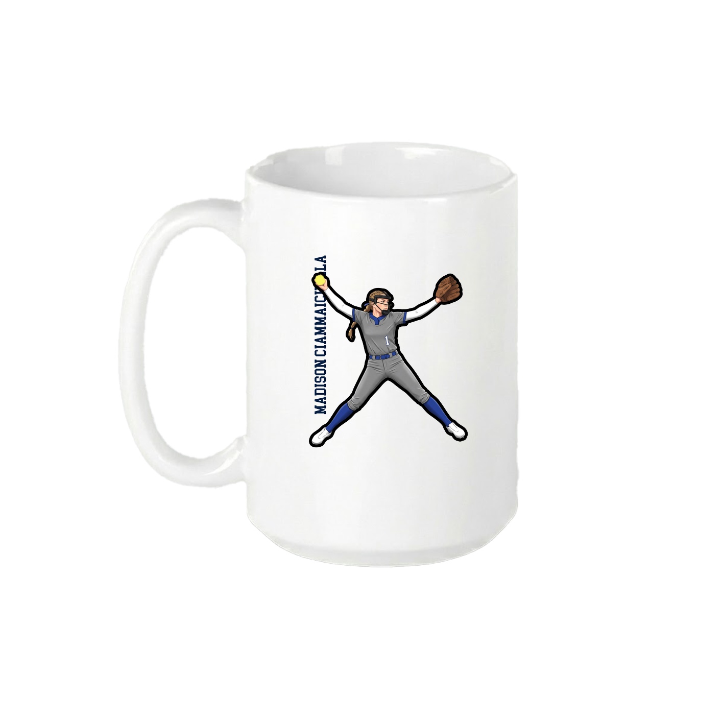 15oz Coffee Mug — Name Vertical in White