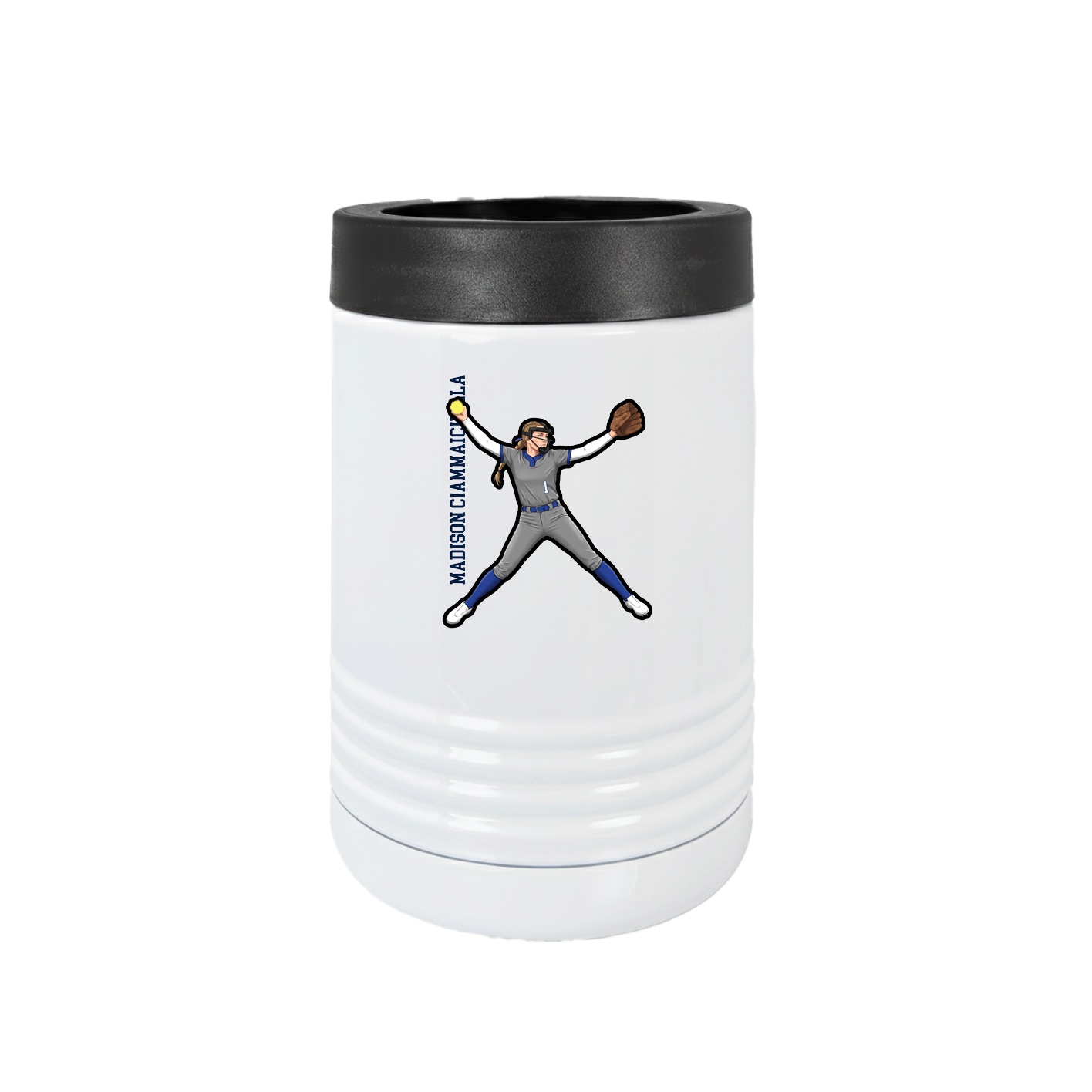 Beverage Holder — Name Vertical in White