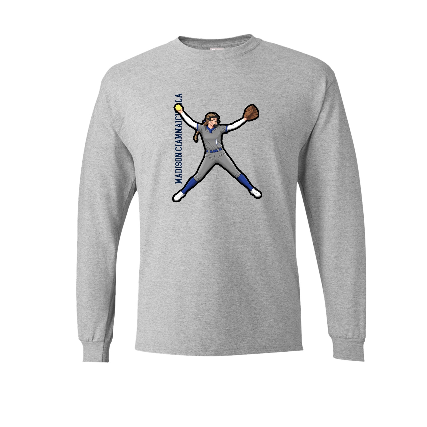 Long Sleeve Tee — Name Vertical in Grey