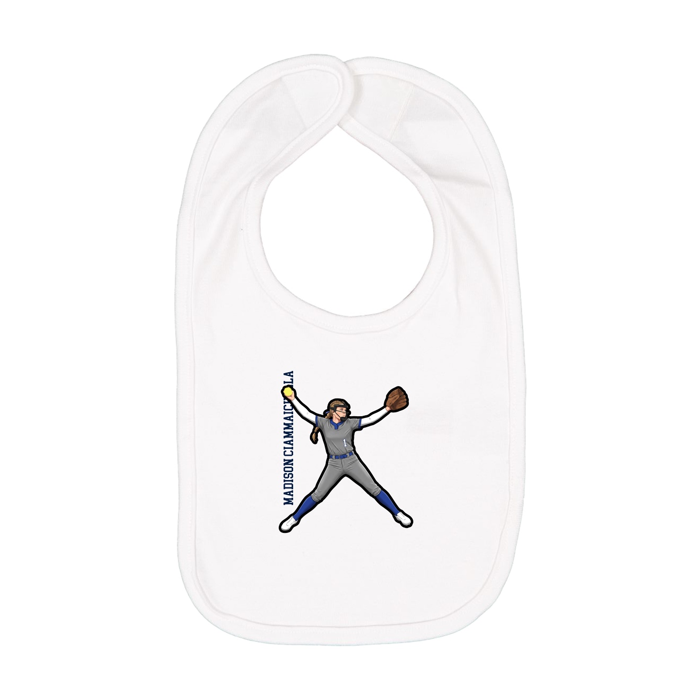 Infant Bib — Name Vertical in White