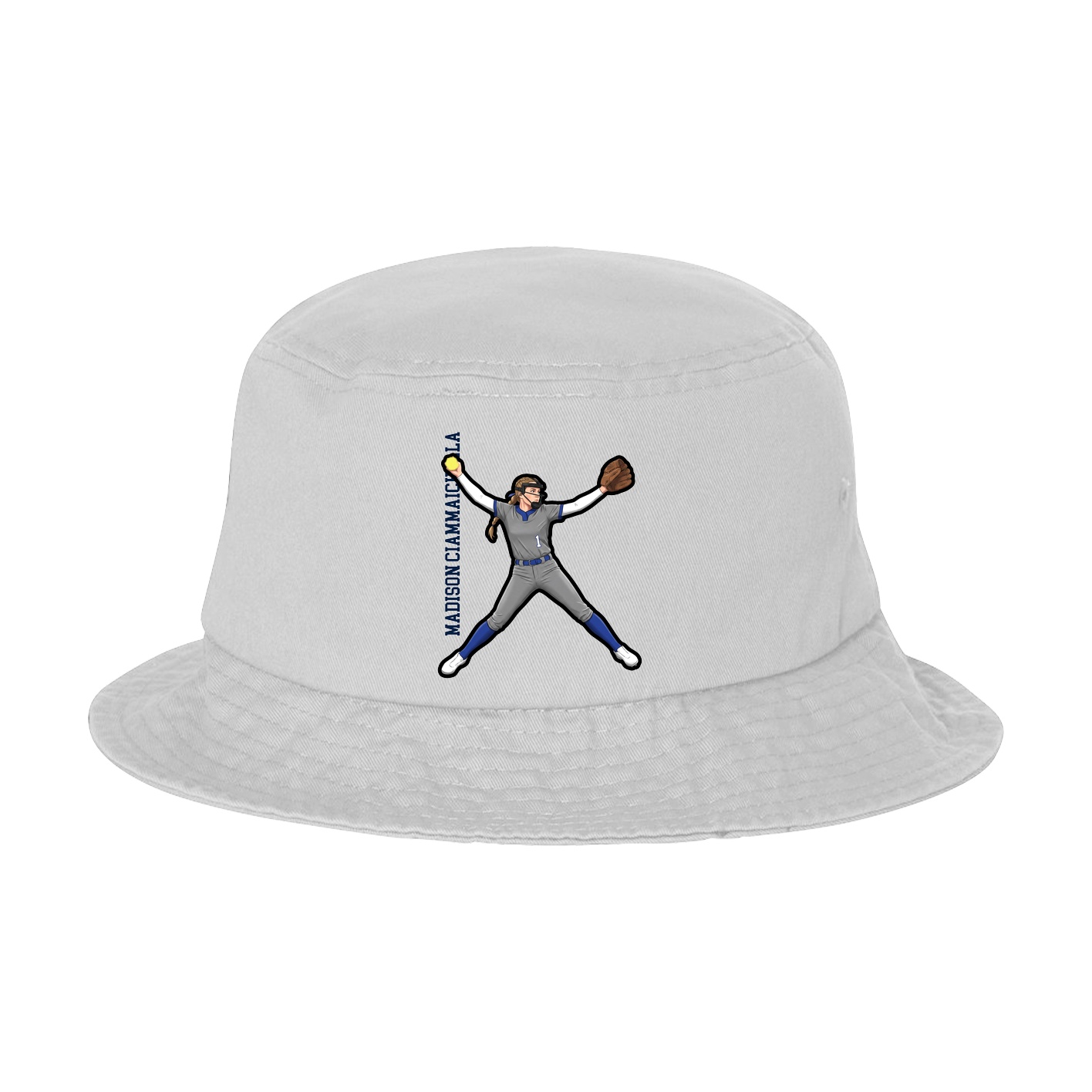 Bucket Cap — Name Vertical in White