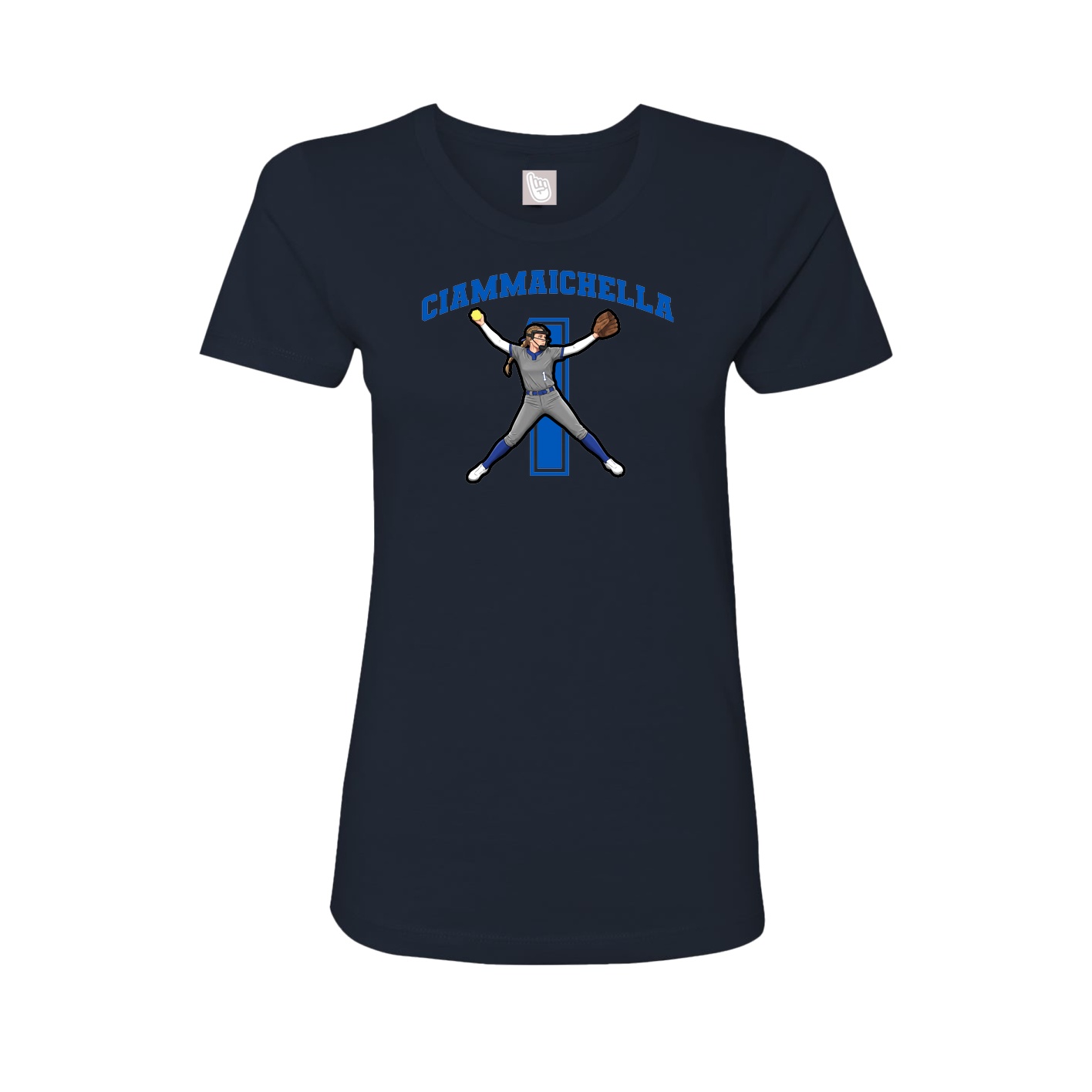 Fitted Women's Tee — Number in Navy