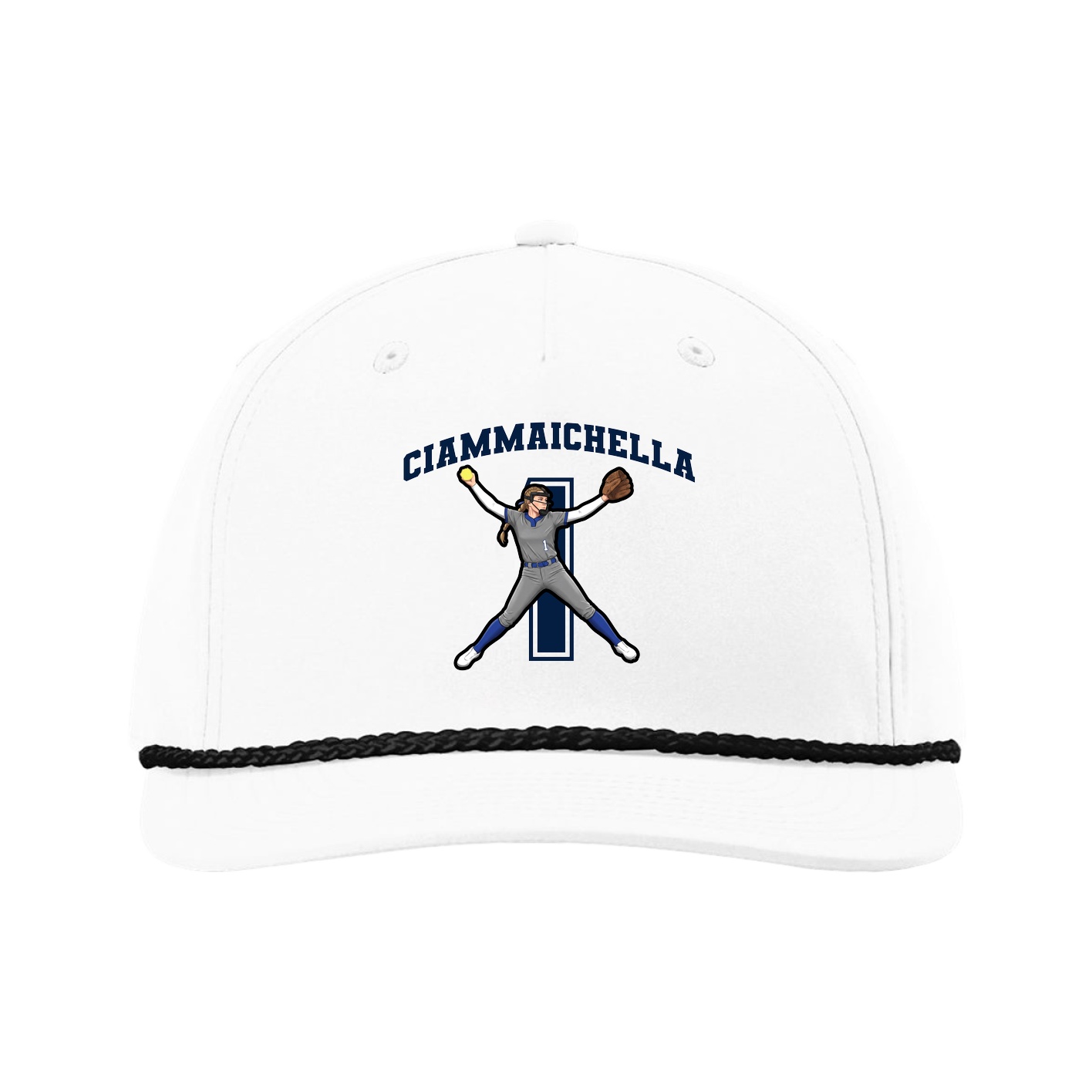 Five-Panel Classic Rope Cap — Number in White