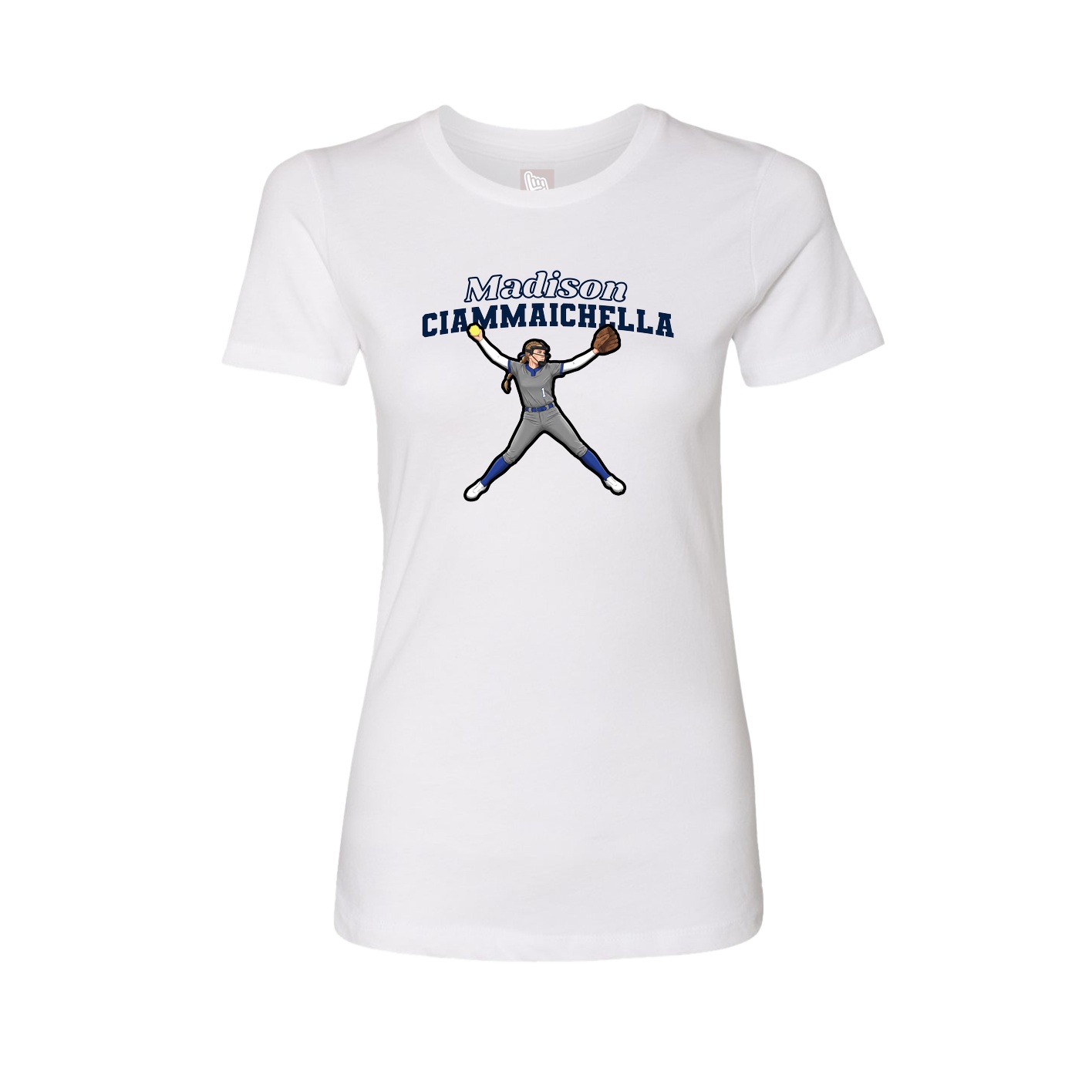 Fitted Women's Tee — Name Arch in White