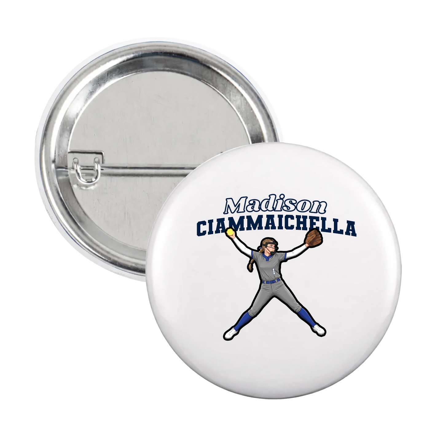 Game Day Button — Name Arch in White