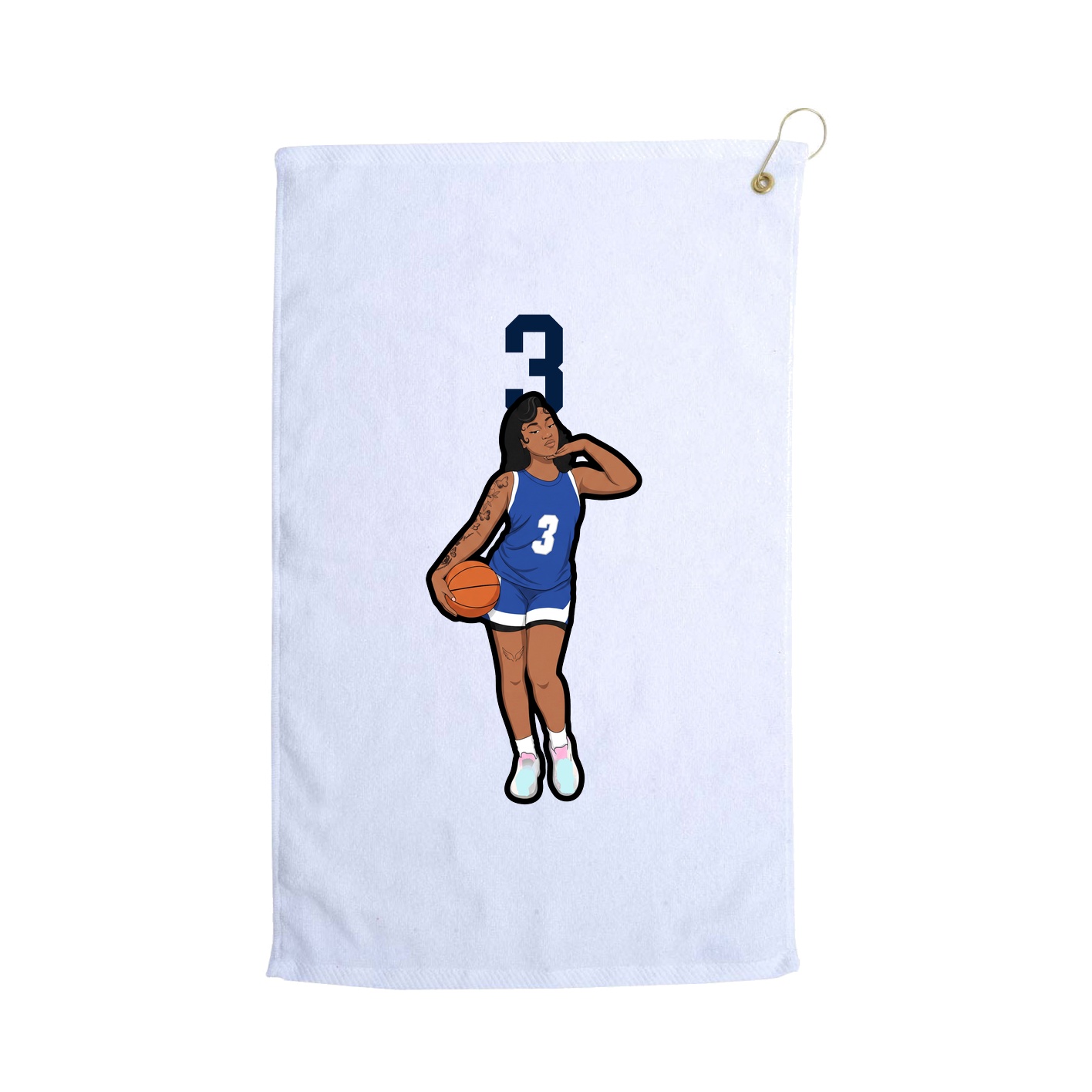 Golf Towel — Number Top in White
