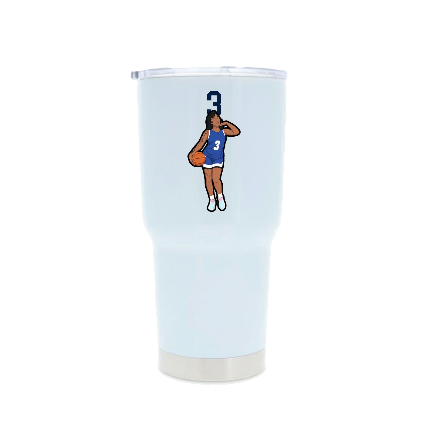 30oz Stainless Steel Tumbler — Number Top in White
