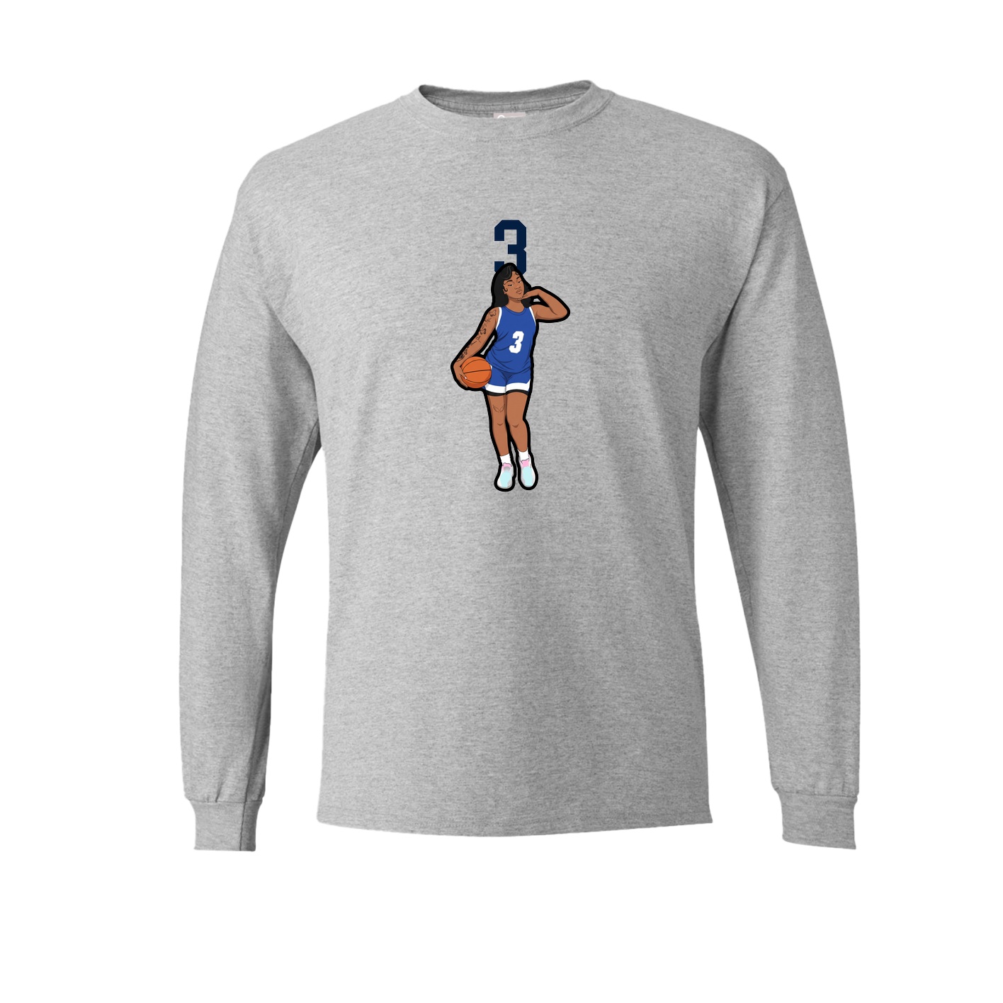 Long Sleeve Tee — Number Top in Grey