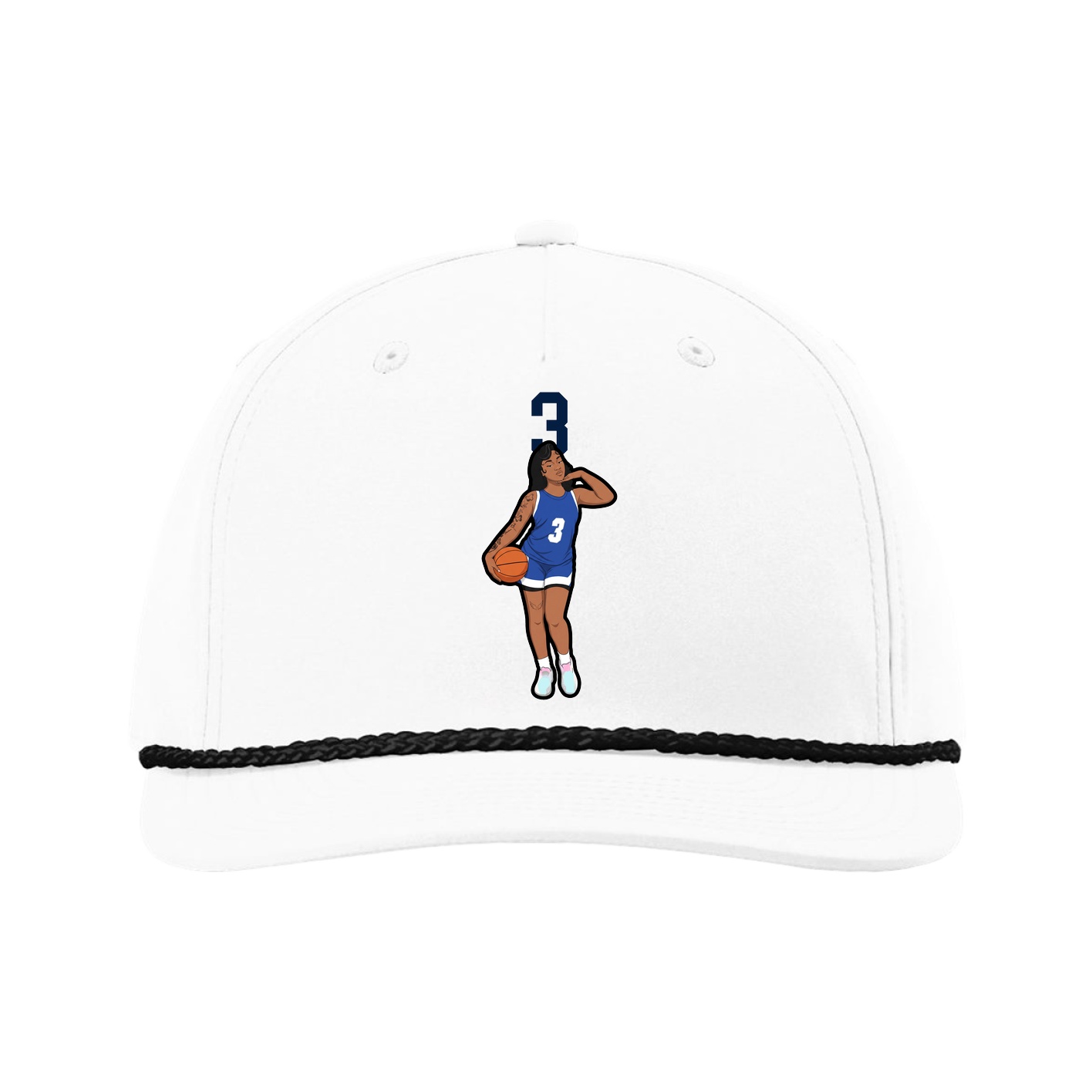 Five-Panel Classic Rope Cap — Number Top in White