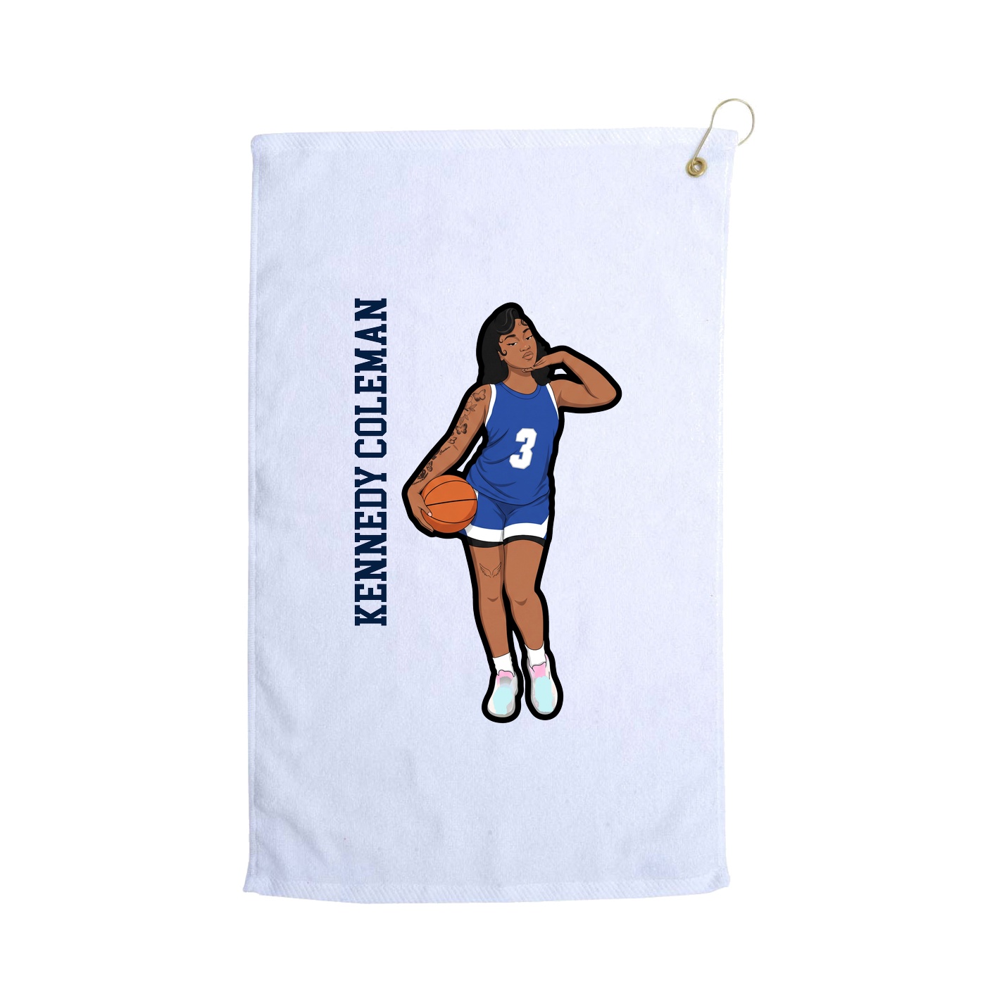 Golf Towel — Name Vertical in White
