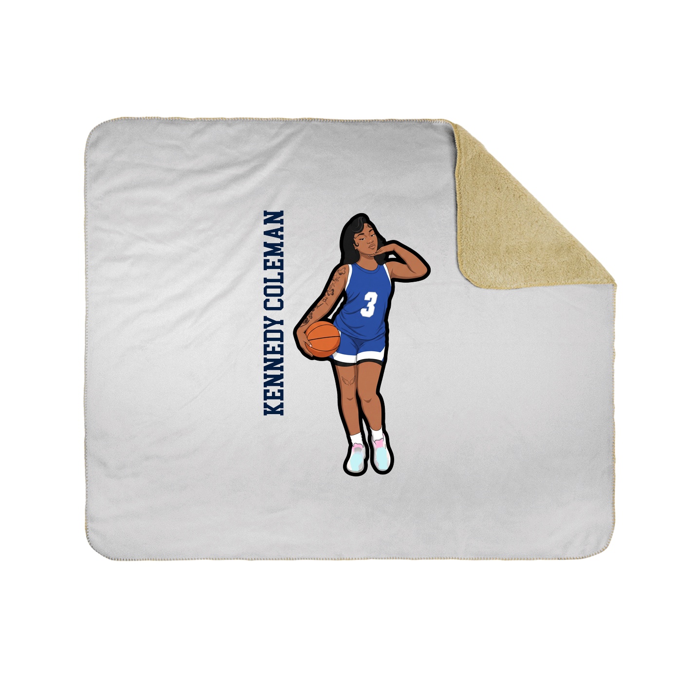 Throw Blanket — Name Vertical in White
