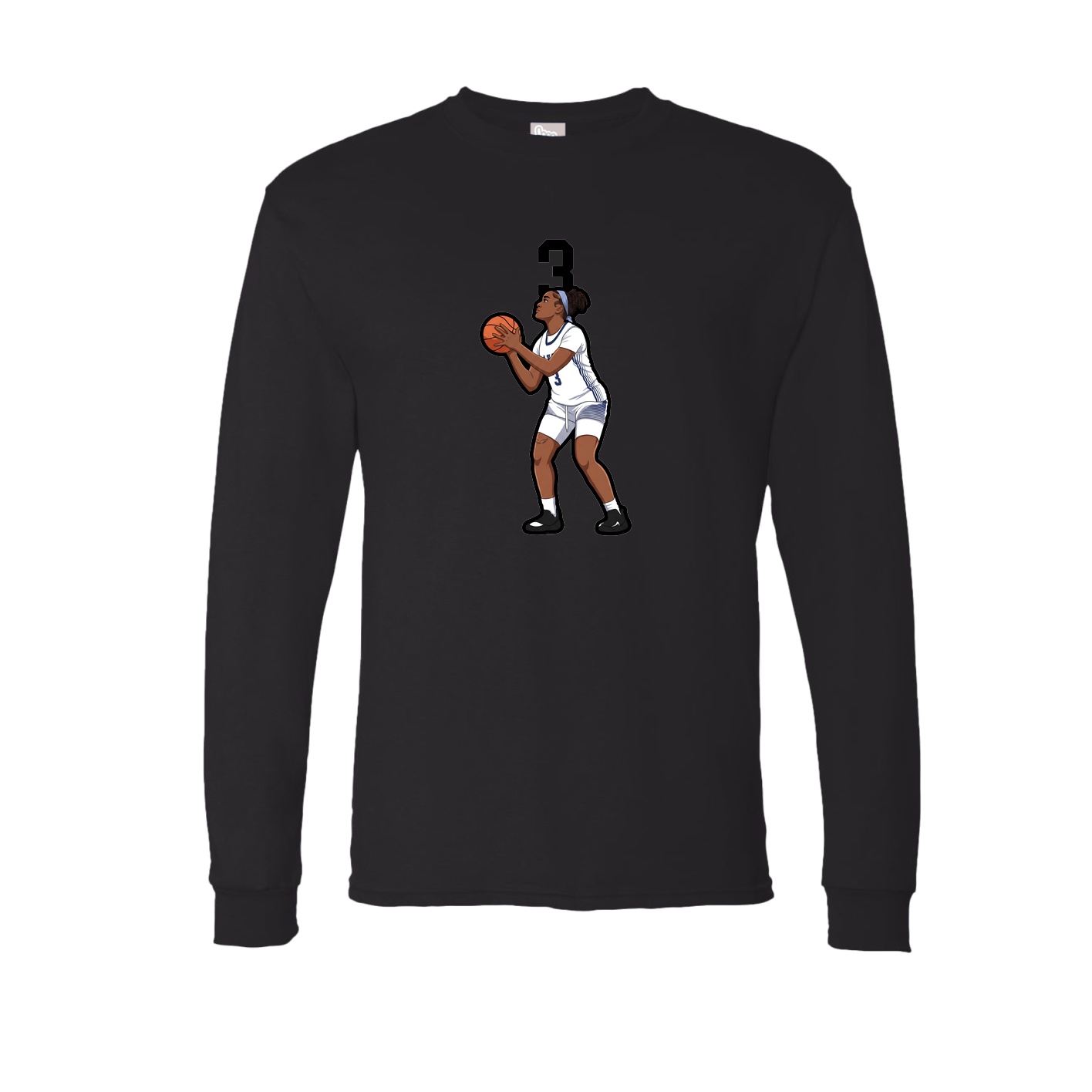 Long Sleeve Tee — Number Top in Black