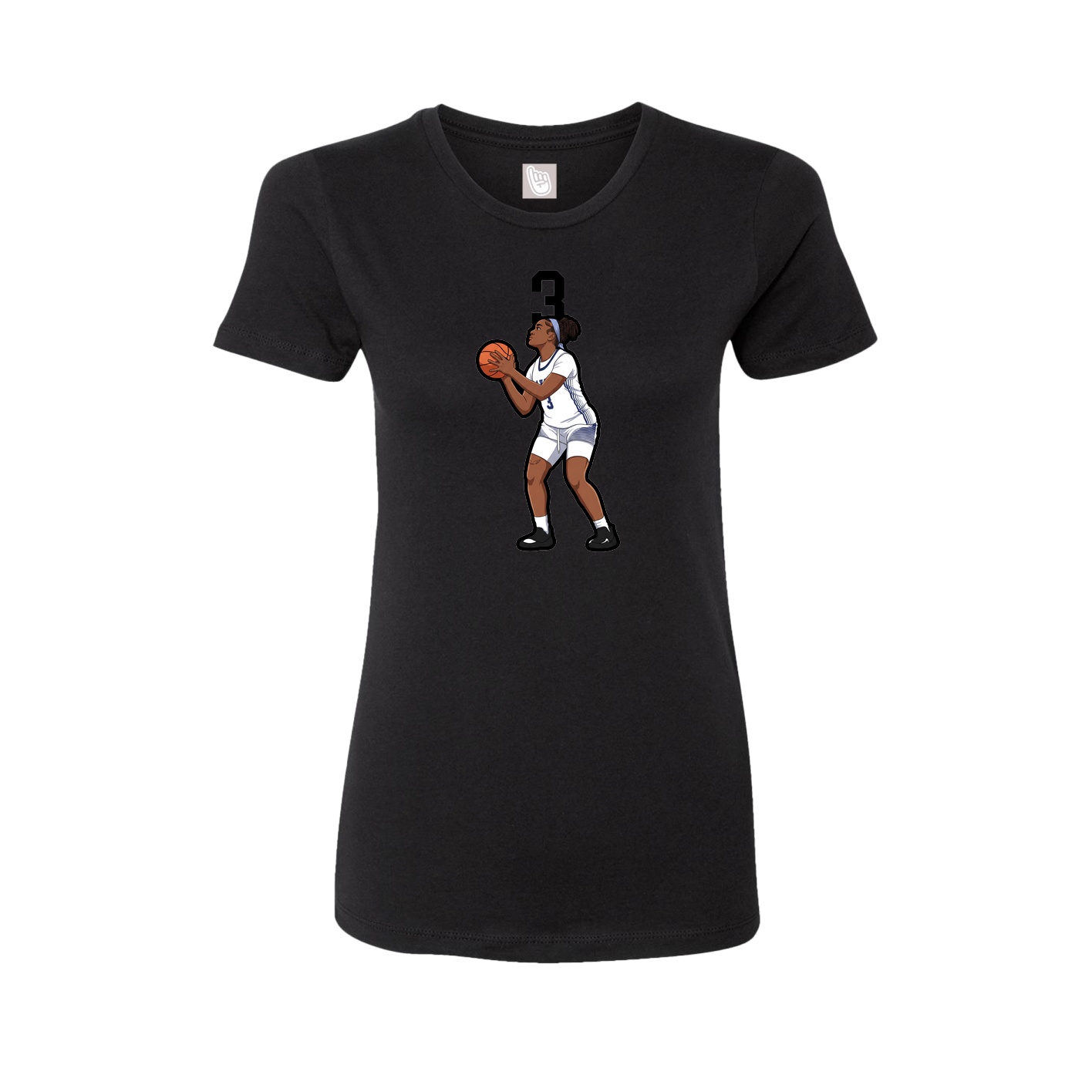 Fitted Women's Tee — Number Top in Black