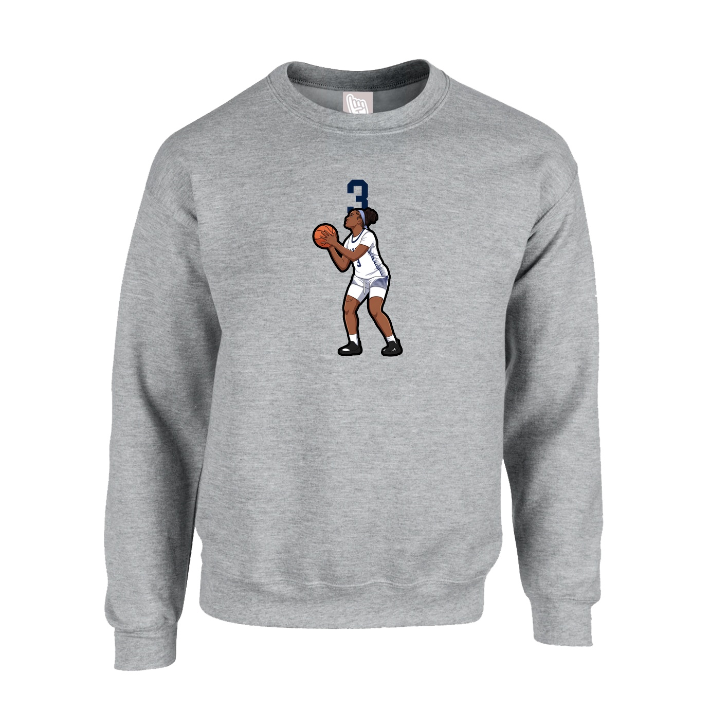Fleece Crew — Number Top in Grey