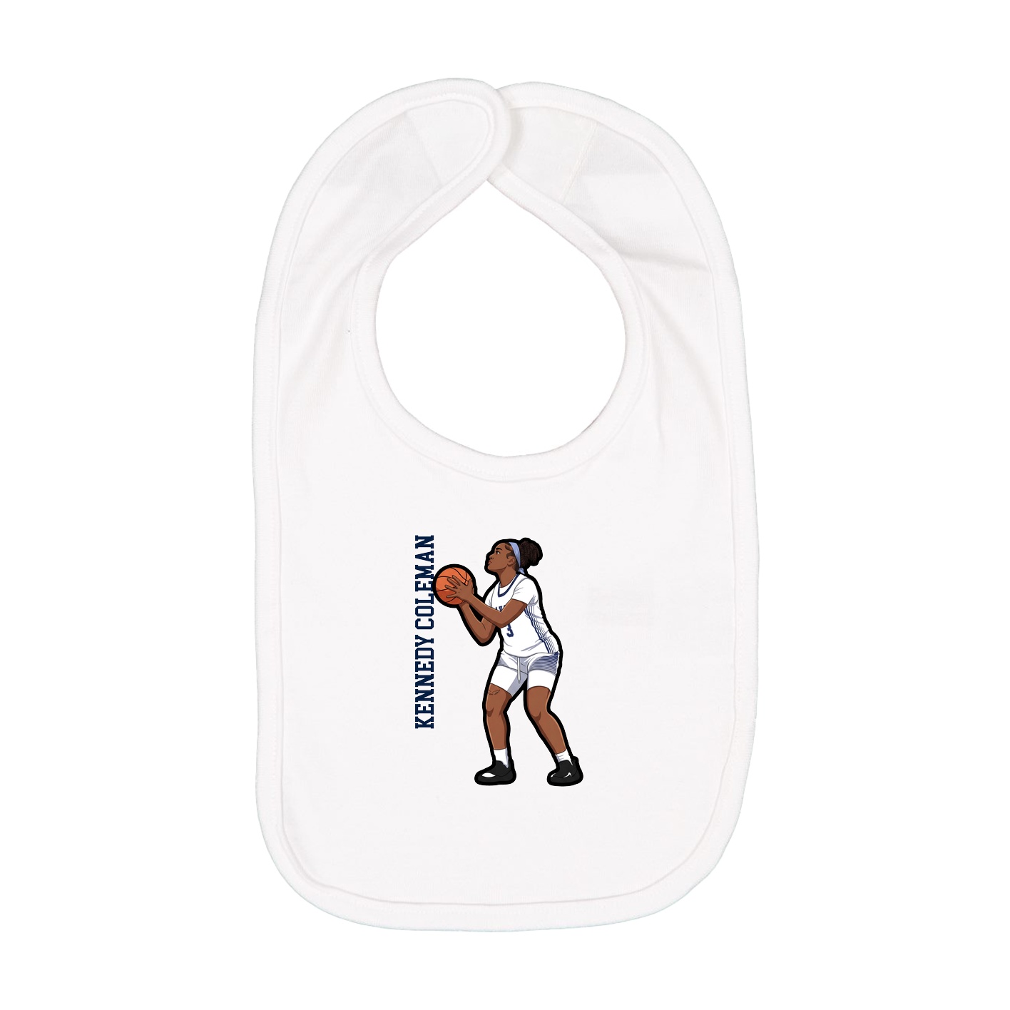 Infant Bib — Name Vertical in White
