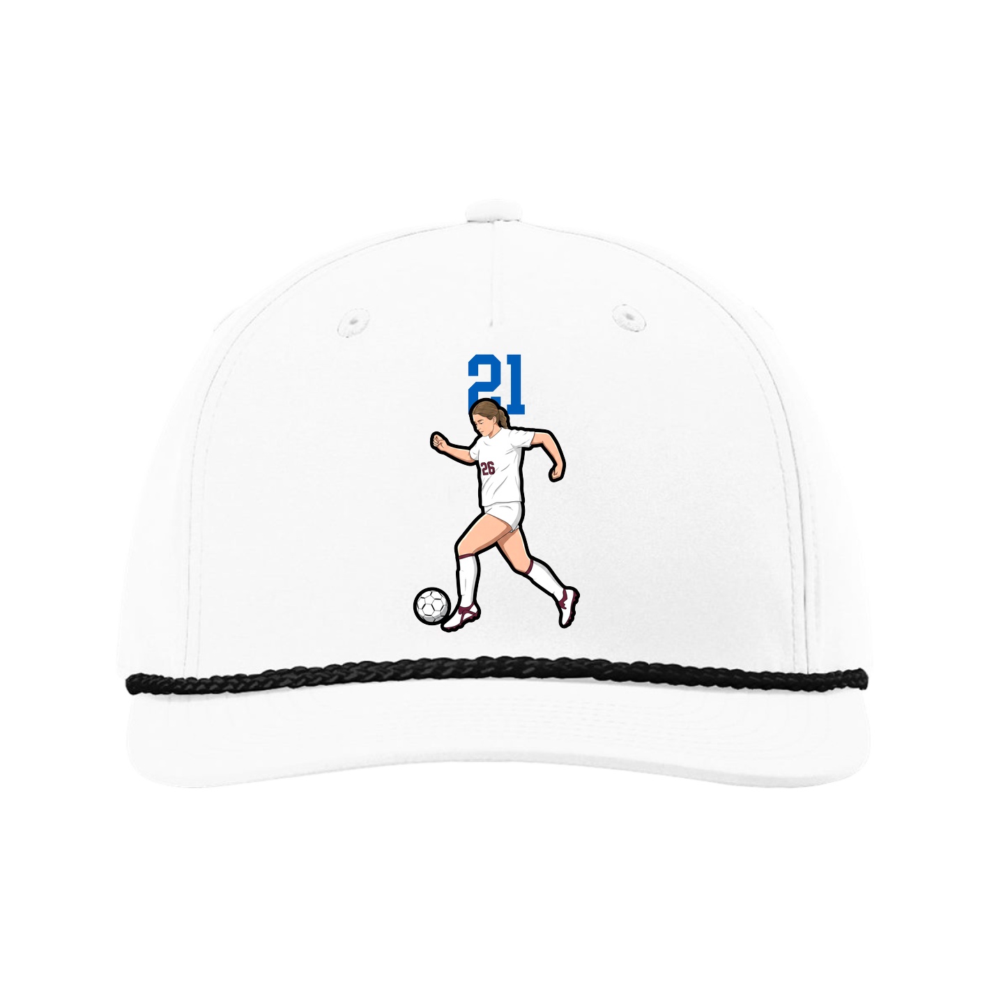 Five-Panel Classic Rope Cap — Number Top in White