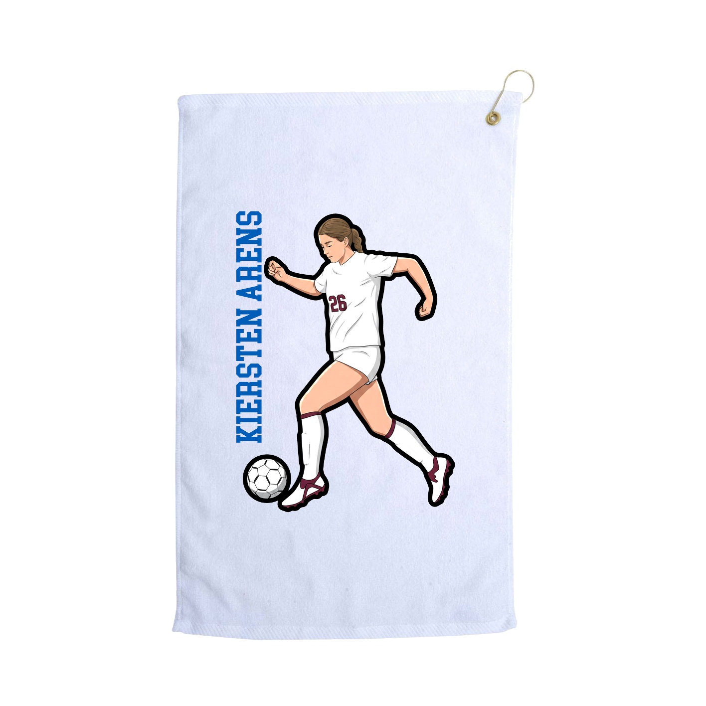 Golf Towel — Name Vertical in White