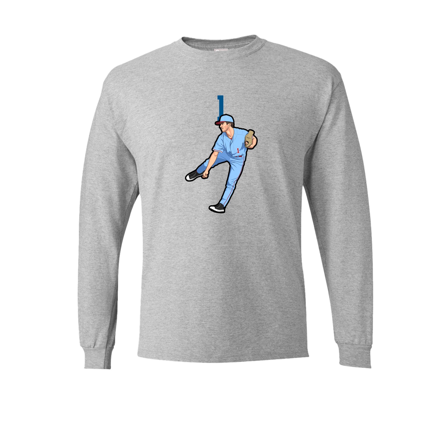 Long Sleeve Tee — Number Top in Grey