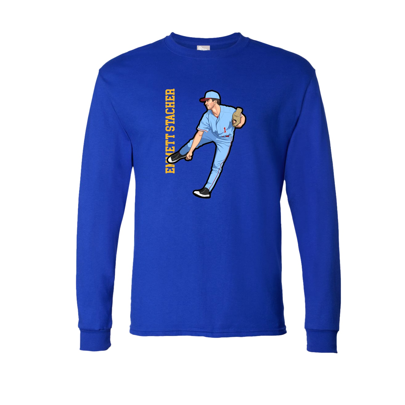 Long Sleeve Tee — Name Vertical in Royal