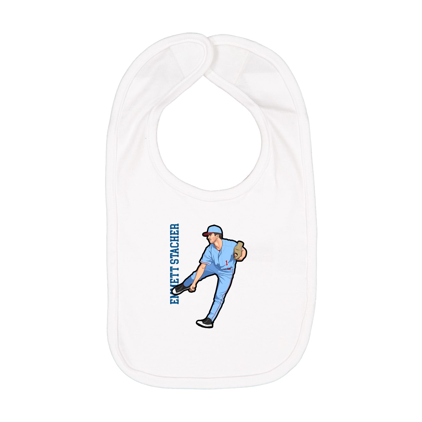 Infant Bib — Name Vertical in White