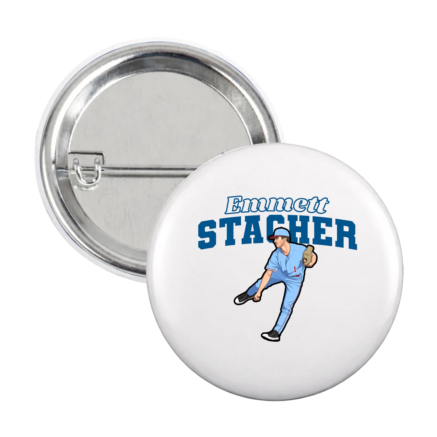 Game Day Button — Name Arch in White