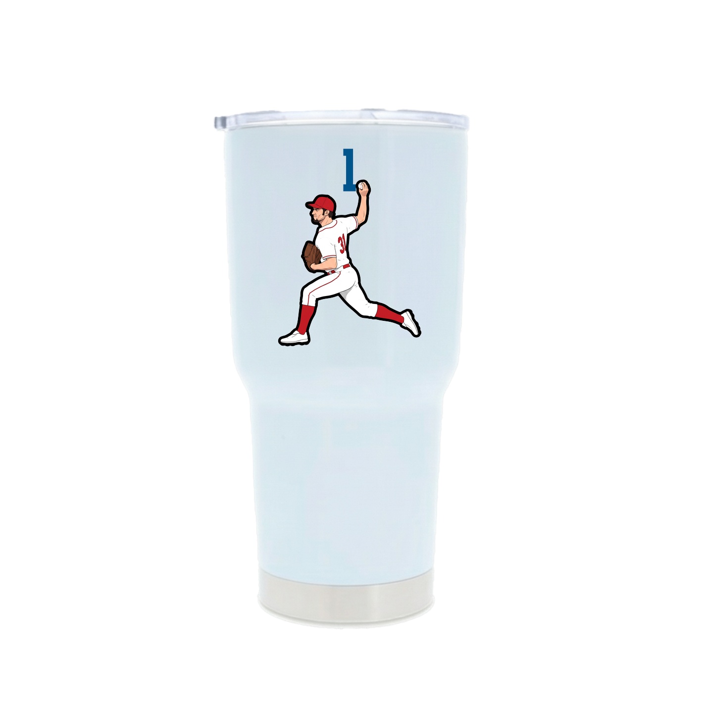 30oz Stainless Steel Tumbler — Number Top in White