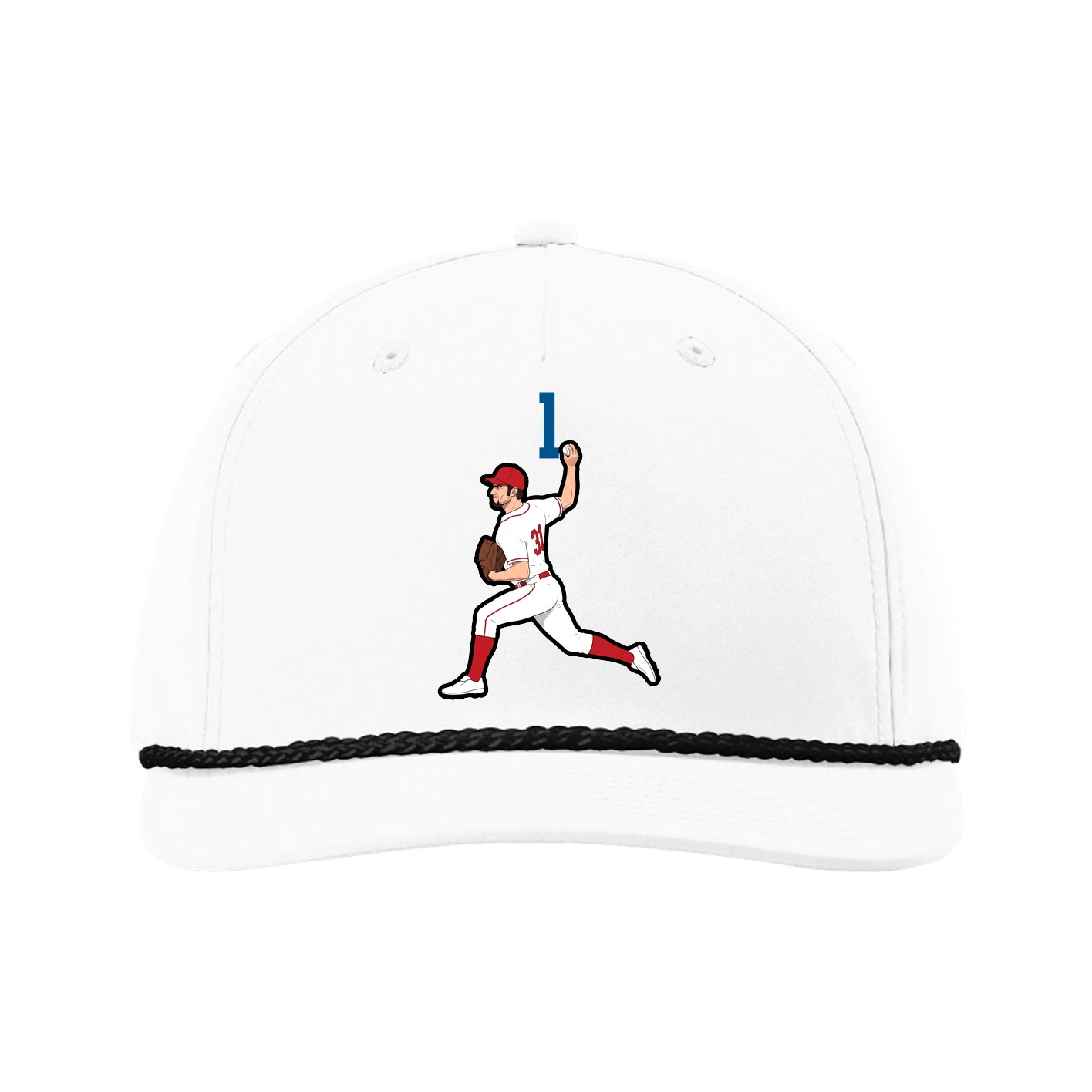Five-Panel Classic Rope Cap — Number Top in White