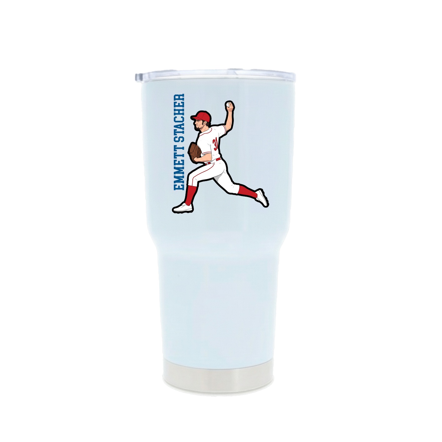 30oz Stainless Steel Tumbler — Name Vertical in White