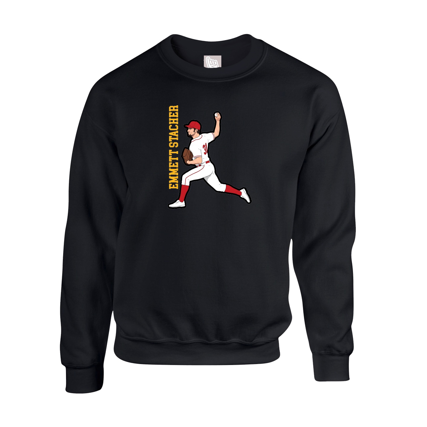Fleece Crew — Name Vertical in Black