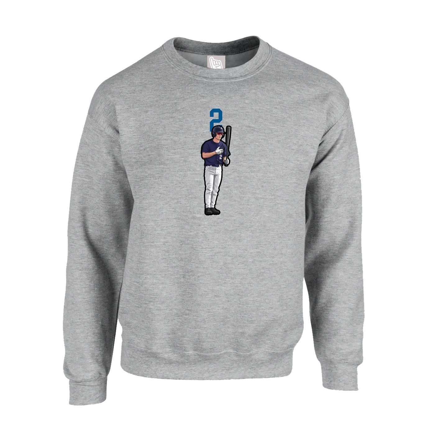 Fleece Crew — Number Top in Grey