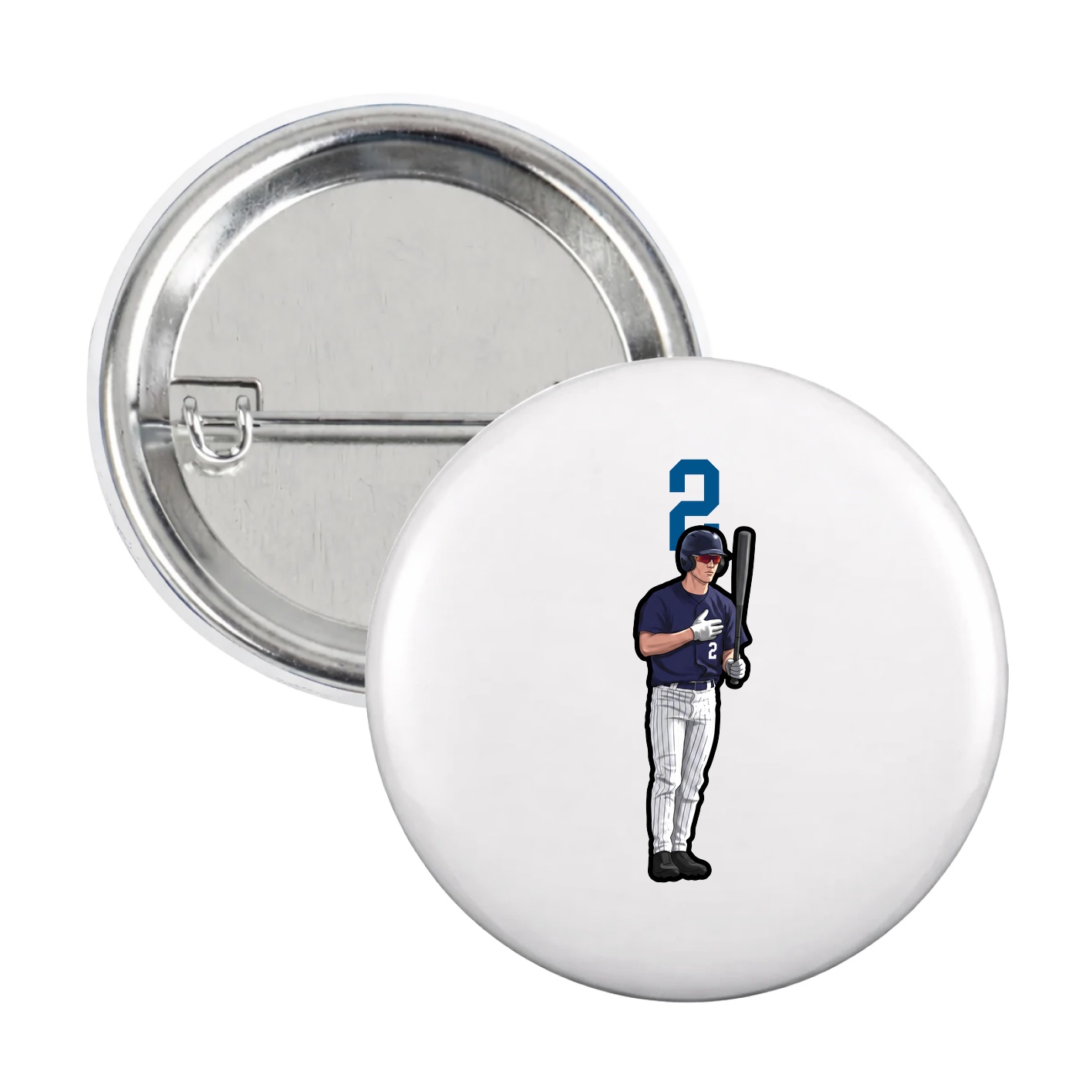 Game Day Button — Number Top in White