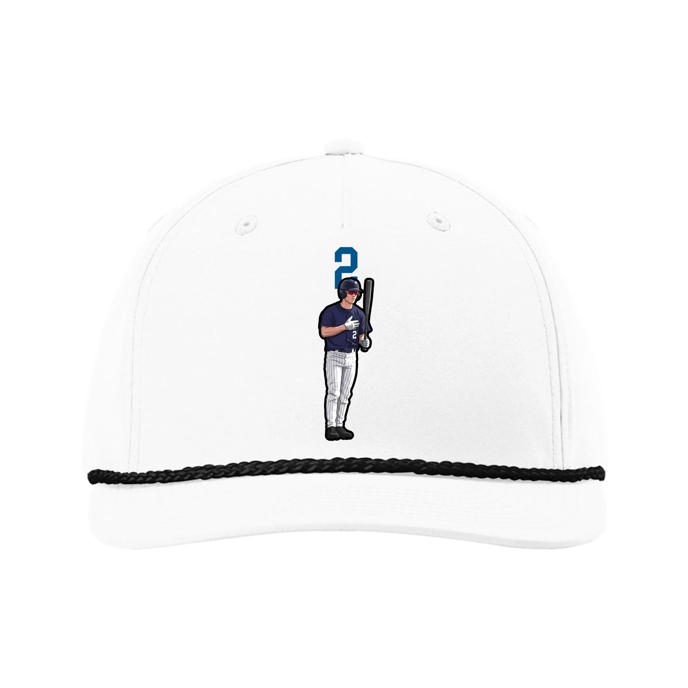 Five-Panel Classic Rope Cap — Number Top in White