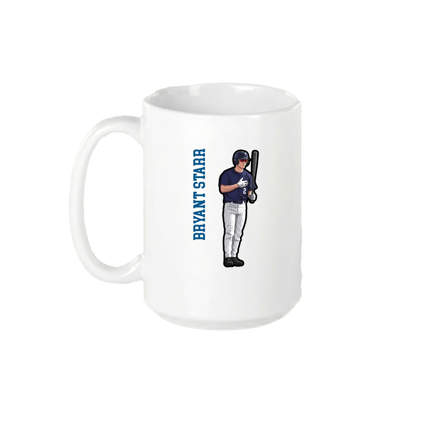 15oz Coffee Mug — Name Vertical in White