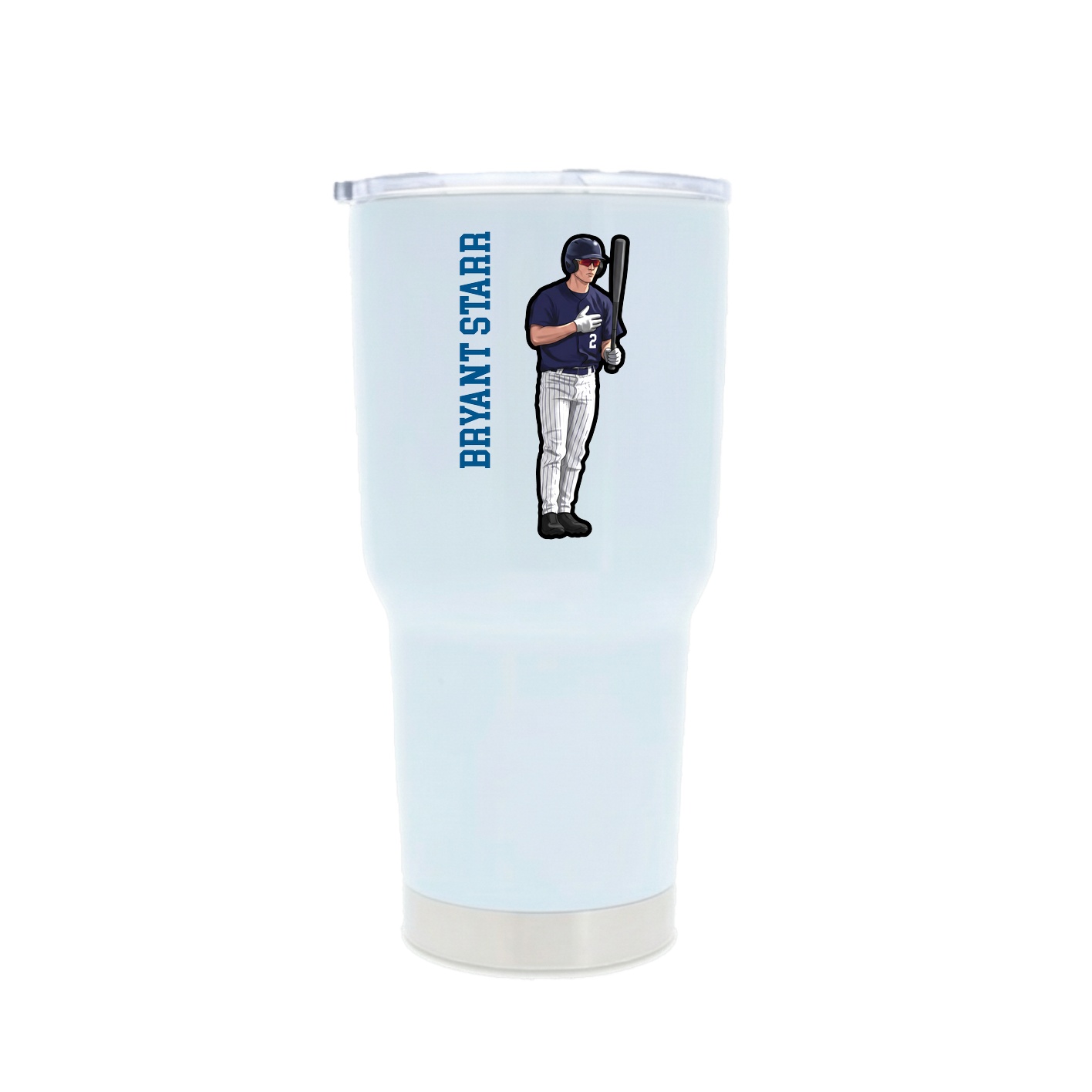30oz Stainless Steel Tumbler — Name Vertical in White