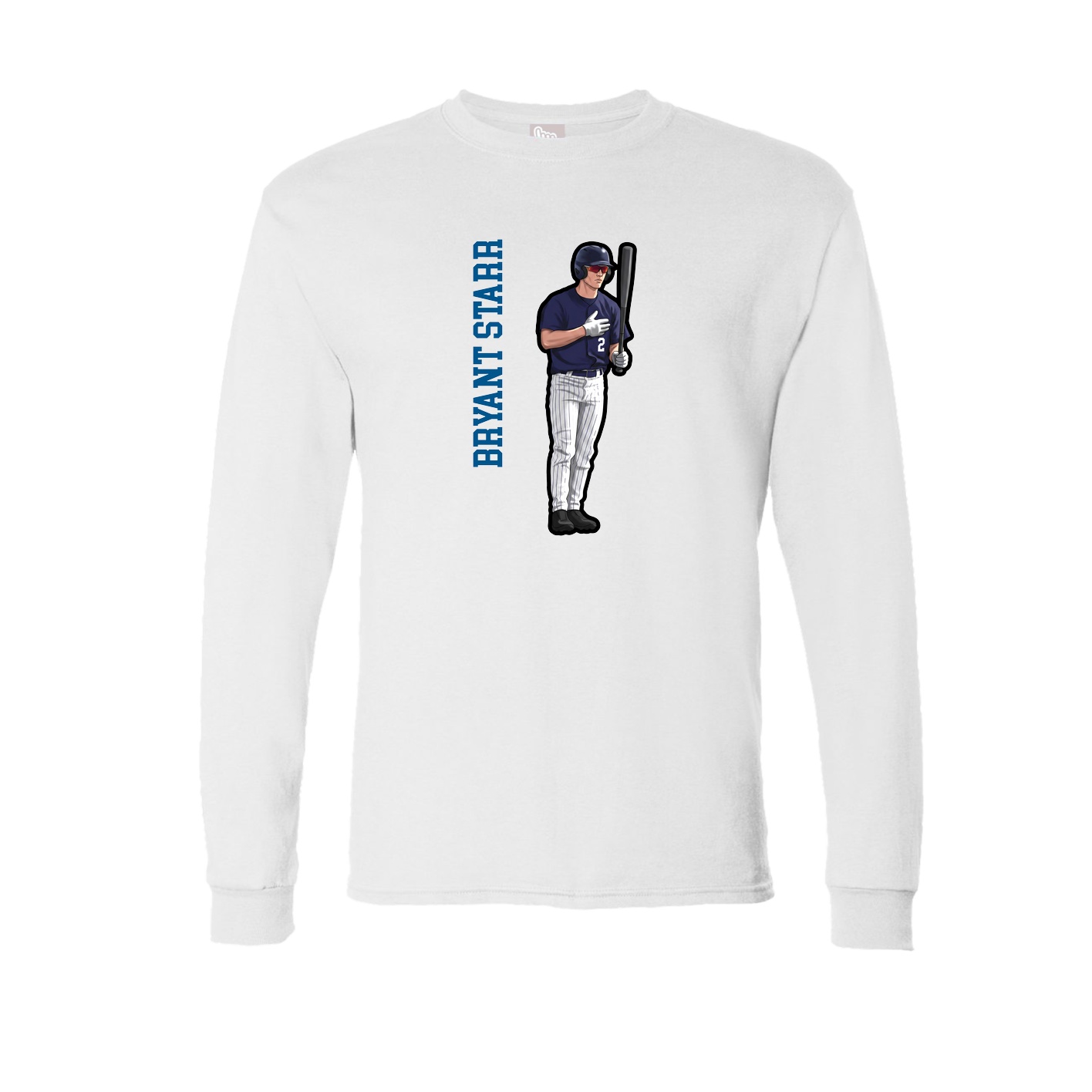 Long Sleeve Tee — Name Vertical in White