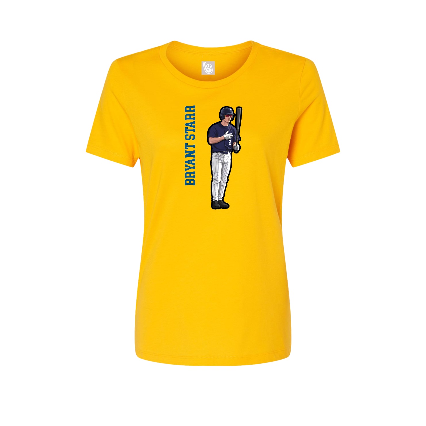 Fitted Women's Tee — Name Vertical in Gold