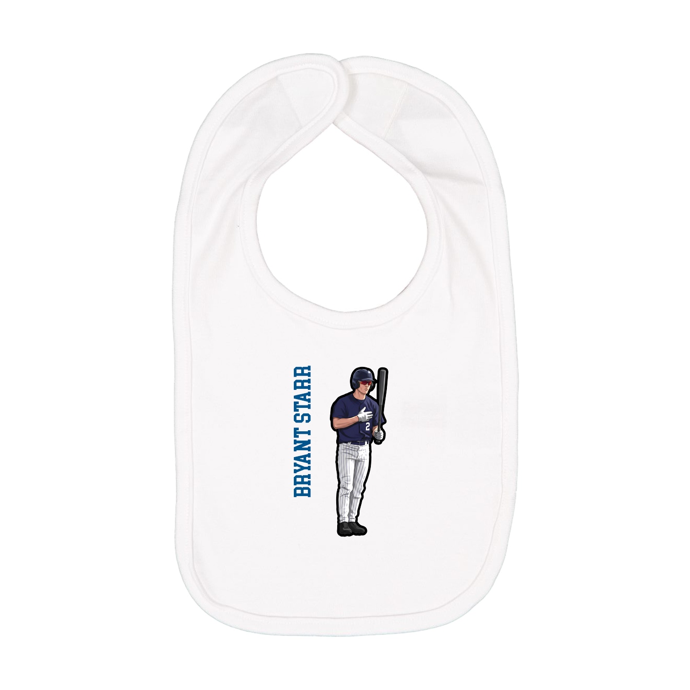 Infant Bib — Name Vertical in White